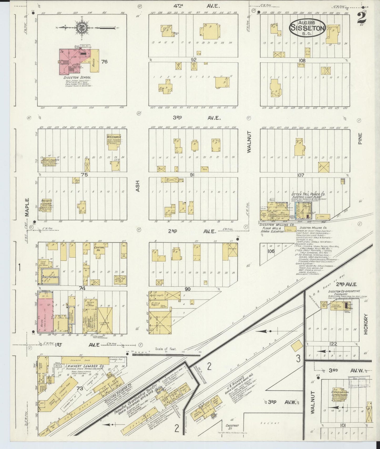 Sanborn Fire Insurance Map from Sisseton, Roberts County, South Dakota (1916), Sheet #0002 - Historic Sanborn Fire Insurance Map Print, vintage old map wall art, antique decor, genealogy gift, South Dakota South Dakota map