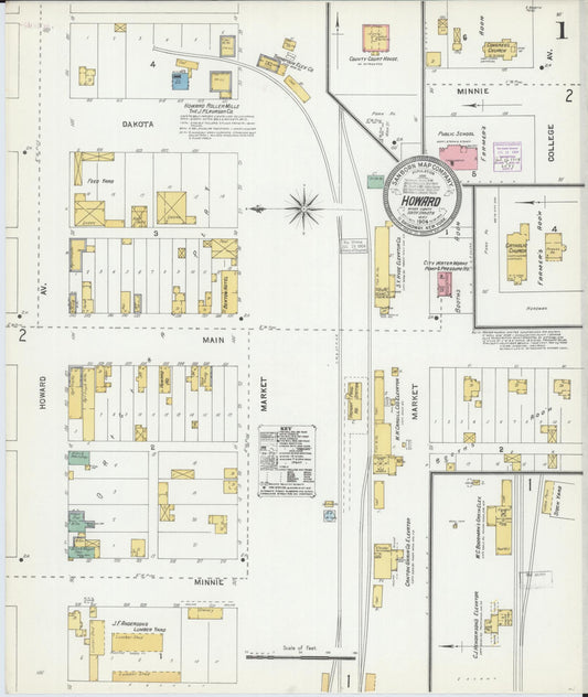 Sanborn Fire Insurance Map from Howard, Miner County, South Dakota. (1904) – Historic Sanborn Fire Insurance Map Print