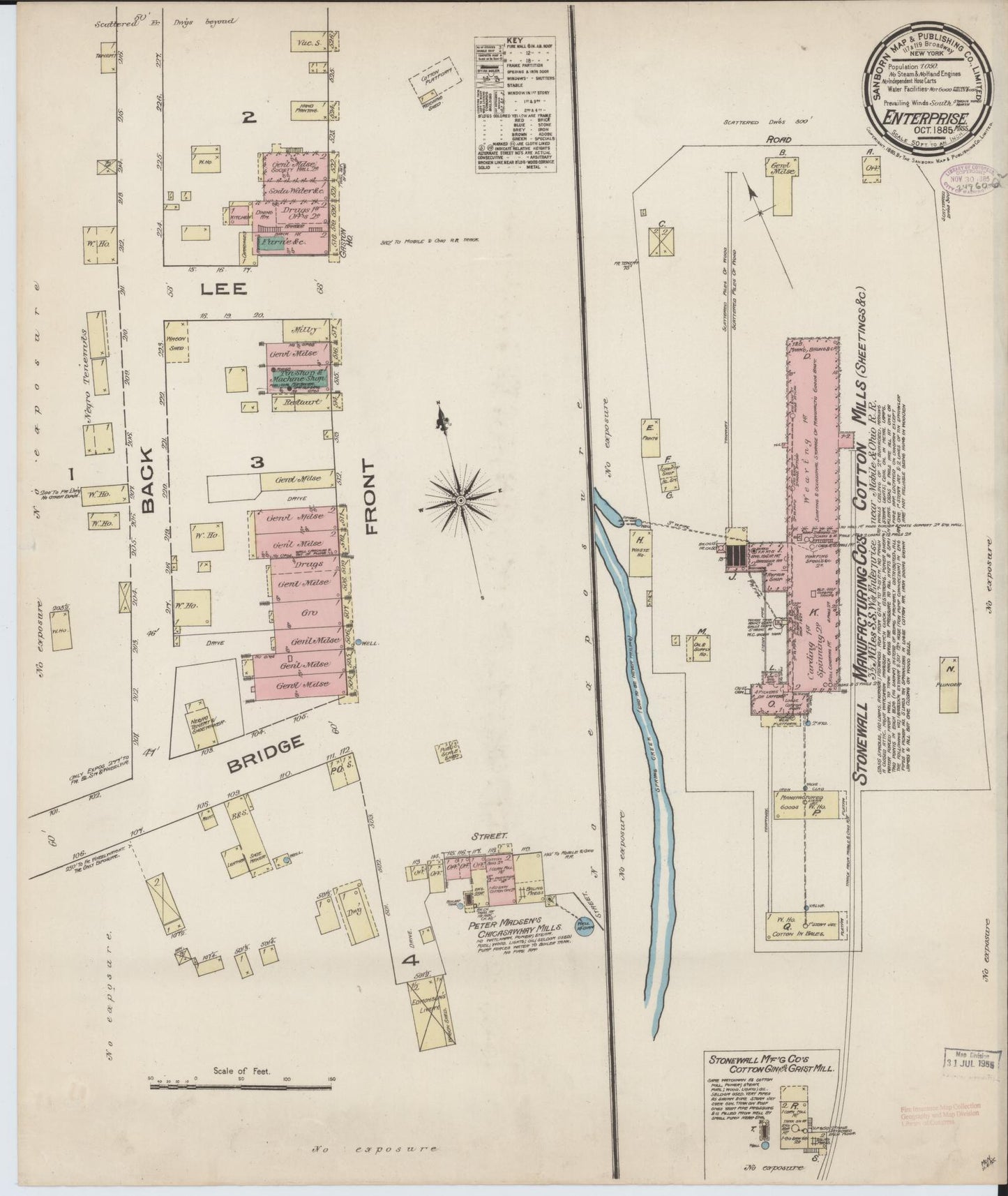 Sanborn Fire Insurance Map from Enterprize, Clarke County, Mississippi (1885), Sheet #0001 - Historic Sanborn Fire Insurance Map Print, vintage old map wall art, antique decor, genealogy gift, Mississippi Mississippi map