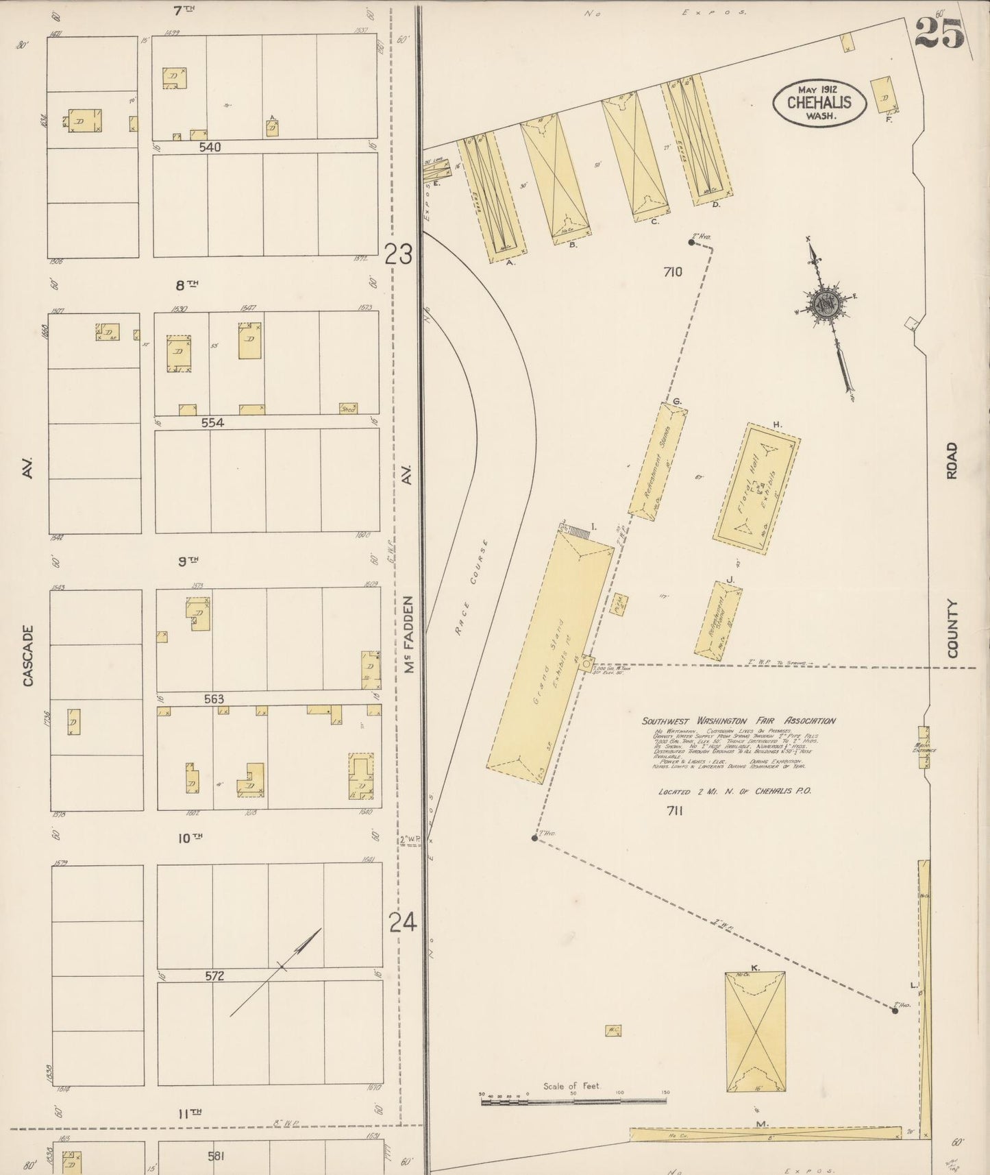 Sanborn Fire Insurance Map from Chehalis, Lewis County, Washington (1912), Sheet #0025 - Complete Map Set gallery image, historic Sanborn map, vintage wall art, Washington Washington