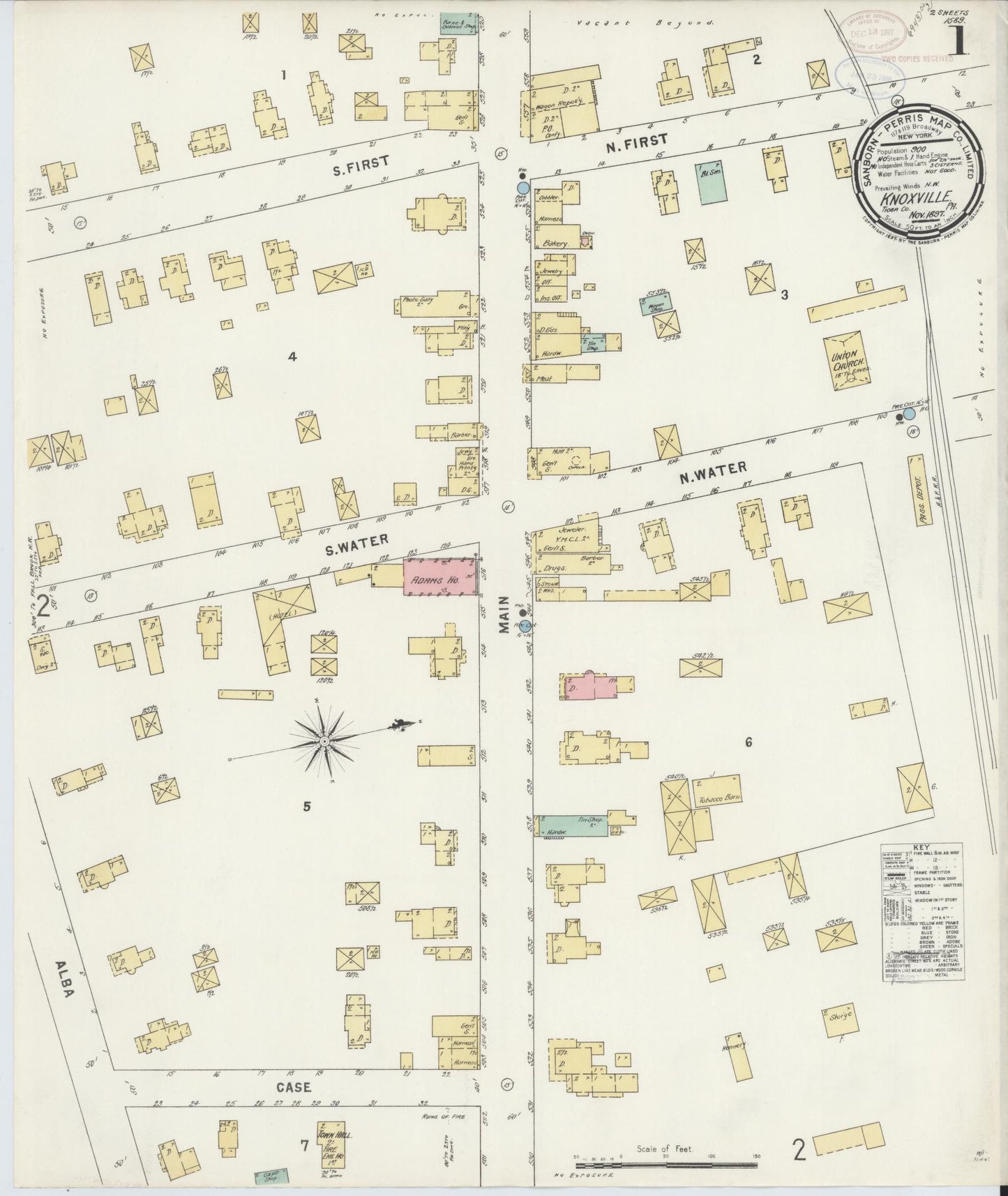 Sanborn Fire Insurance Map from Knoxville, Tioga County, Pennsylvania. (1897) – Historic Sanborn Fire Insurance Map Print