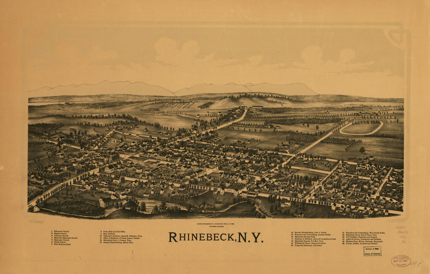 Rhinebeck, N.Y. (1890) – Historic Bird’s-Eye View Panorama Print