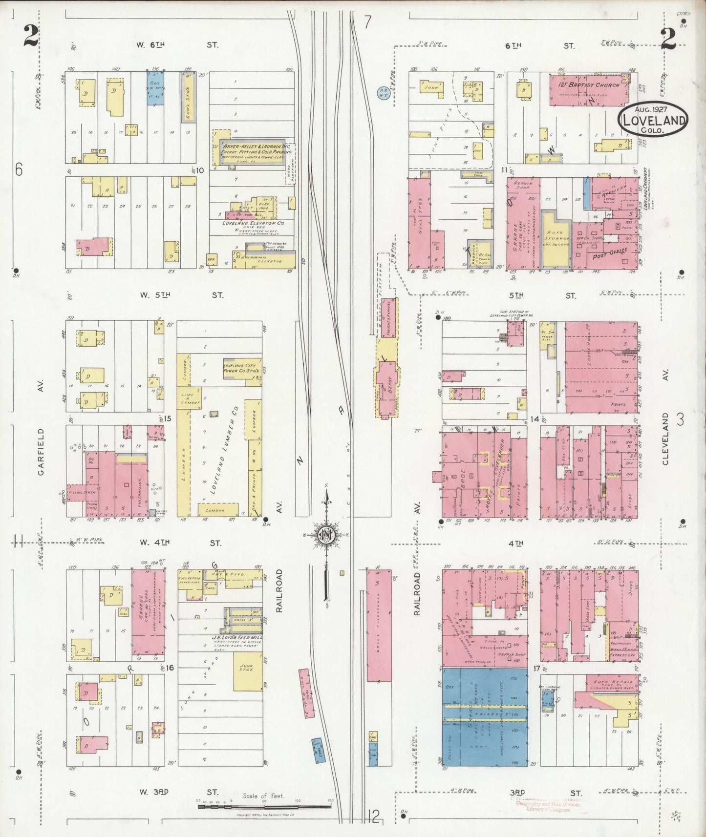 Sanborn Fire Insurance Map from Loveland, Larimer County, Colorado (1927), Sheet #0002 - Historic Sanborn Fire Insurance Map Print, vintage old map wall art, antique decor, genealogy gift, Colorado Colorado map