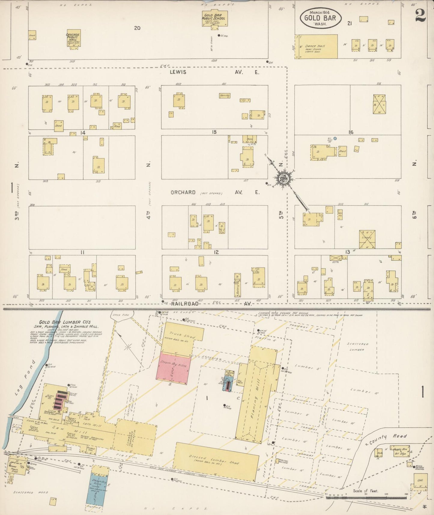 Sanborn Fire Insurance Map from Gold Bar, Snohomish County, Washington (1914), Sheet #0002 - Complete Map Set gallery image, historic Sanborn map, vintage wall art, Washington Washington