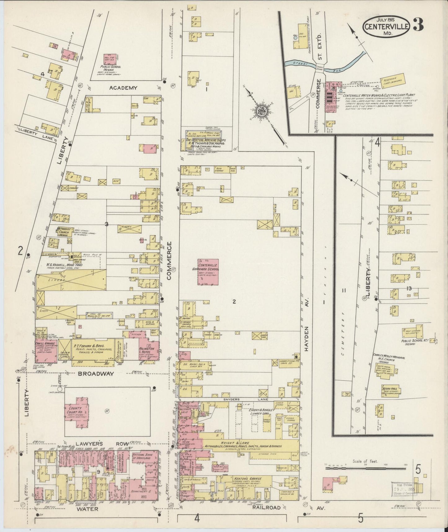 Queen Anne's, Maryland - 1915 - Sanborn Fire Insurance Map, Sheet #0003 - Historic Sanborn Fire Insurance Map Print, Queen Anne's Maryland 1915 0003 vintage old map wall art