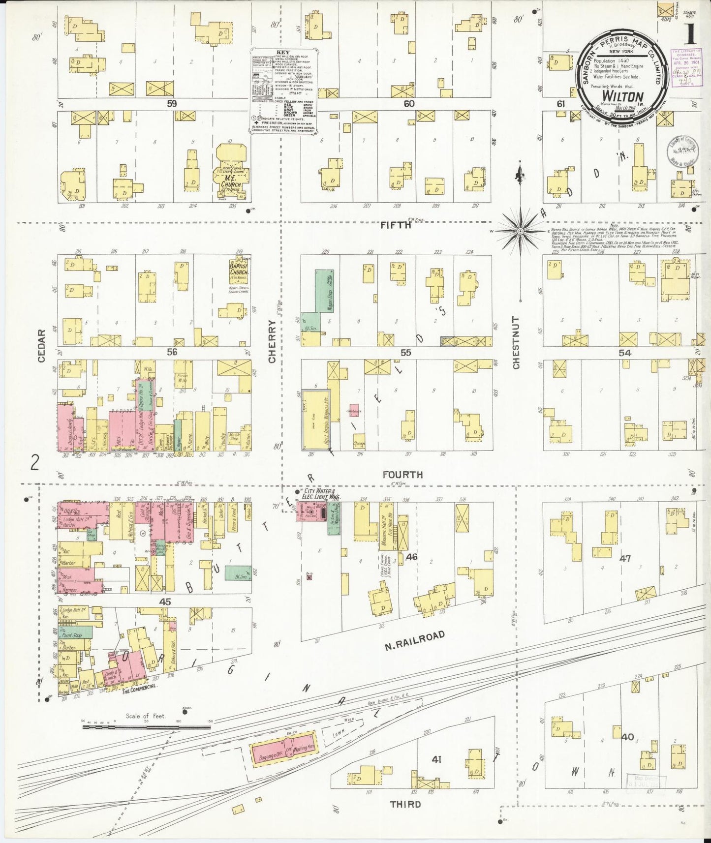 Sanborn Fire Insurance Map from Wilton Junction, Muscatine County, Iowa (1901), Sheet #0001 - Historic Sanborn Fire Insurance Map Print