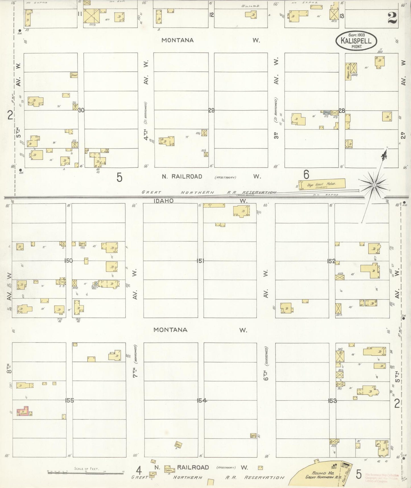 Sanborn Fire Insurance Map from Kalispell, Flathead County, Montana (1903), Sheet #0002 - Historic Sanborn Fire Insurance Map Print, vintage old map wall art, antique decor, genealogy gift, Montana Montana map