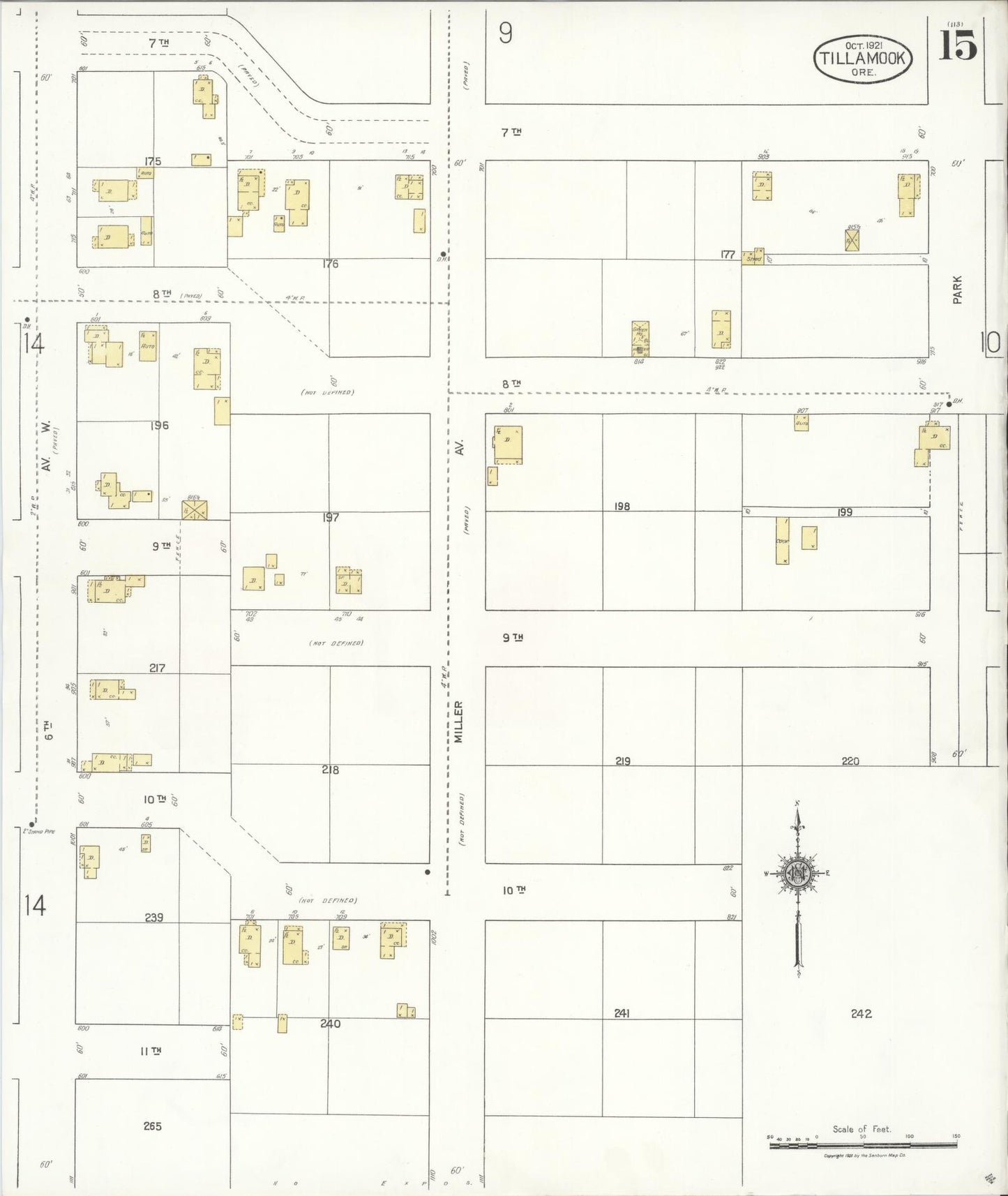 Sanborn Fire Insurance Map from Tillamook, Tillamook County, Oregon (1921), Sheet #0015 - Complete Map Set gallery image, historic Sanborn map, vintage wall art, Oregon Oregon