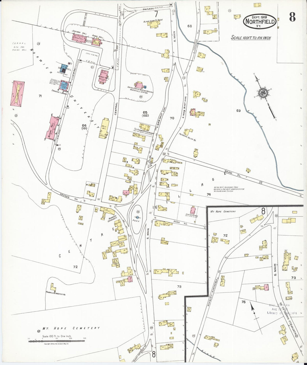 Sanborn Fire Insurance Map from Northfield, Washington County, Vermont (1919), Sheet #0008 - Complete Map Set gallery image, historic Sanborn map, vintage wall art, Vermont Vermont