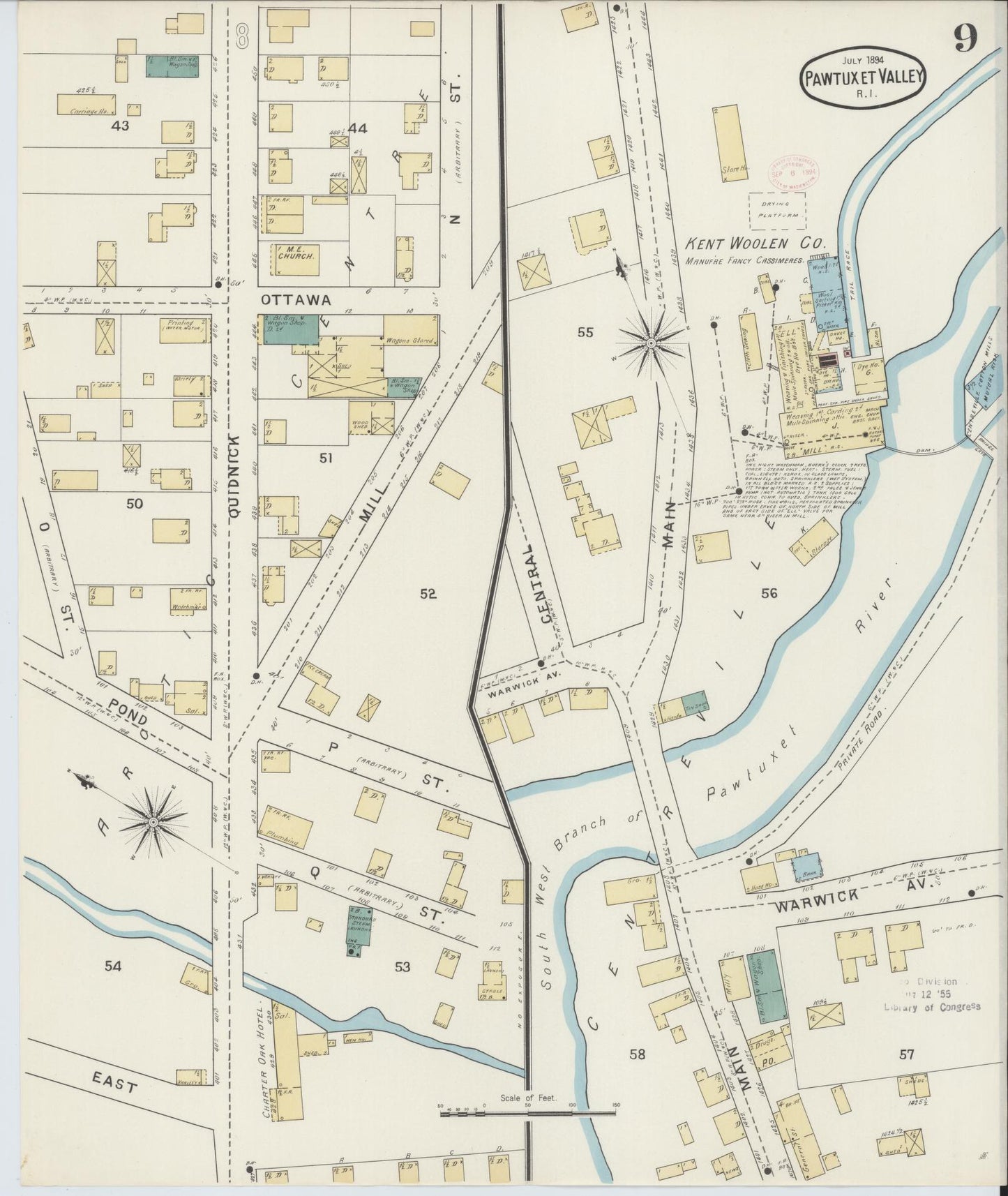 Sanborn Fire Insurance Map from Pawtuxet Valley, Kent and Providence Counties, Rhode Island (1894), Sheet #0009 - Historic Sanborn Fire Insurance Map Print, vintage old map wall art, antique decor, genealogy gift, Washington Washington map