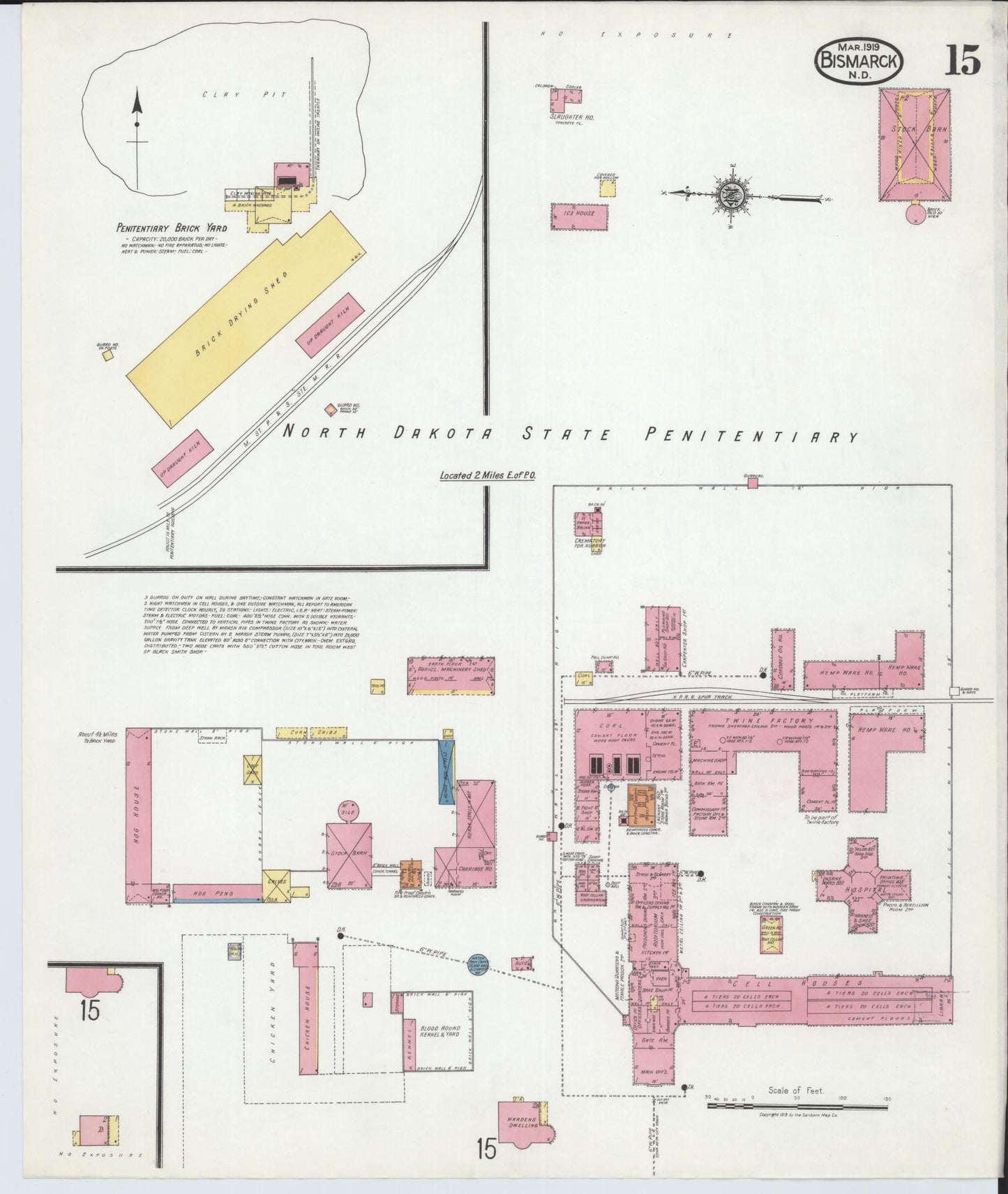 Sanborn Fire Insurance Map from Bismarck, Burleigh County, North Dakota (1919), Sheet #0015 - Complete Map Set gallery image, historic Sanborn map, vintage wall art, North Dakota North Dakota