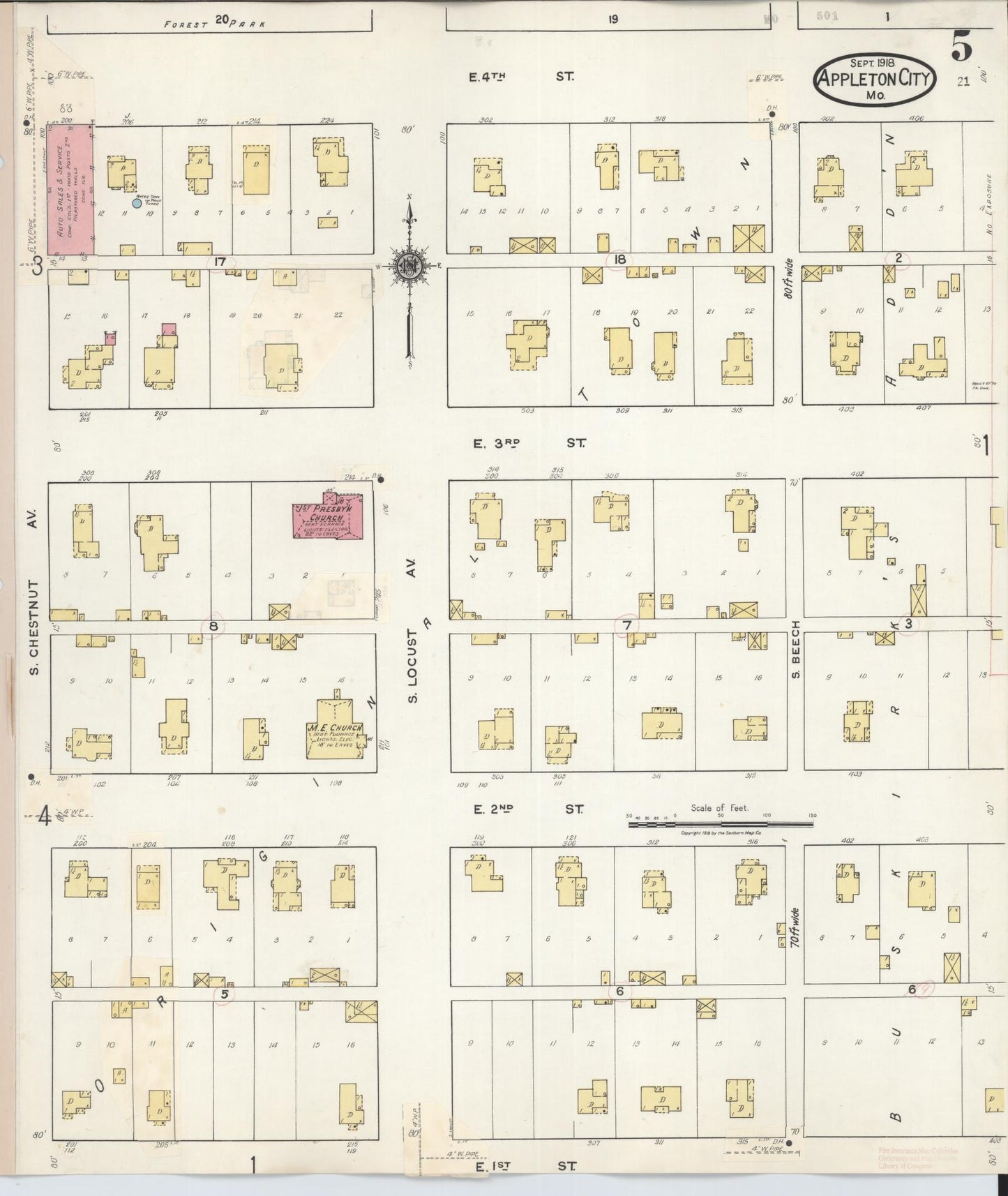 Sanborn Fire Insurance Map from Appleton City, Saint Clair County, Missouri (1935), Sheet #0005 - Complete Map Set gallery image, historic Sanborn map, vintage wall art, Missouri Missouri