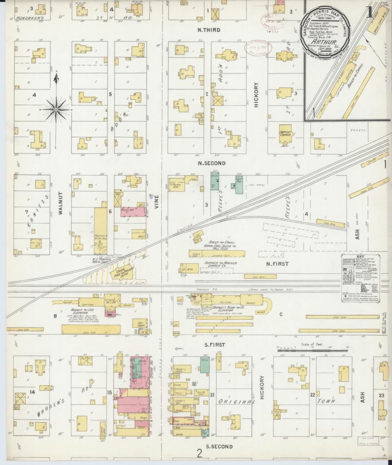Sanborn Fire Insurance Map from Arthur, Moultrie And Douglas Counties, Illinois. (1899) – Map View
