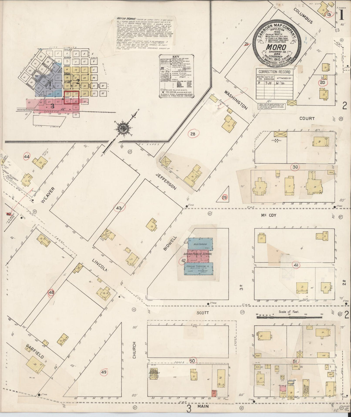 Sanborn Fire Insurance Map from Moro, Sherman County, Oregon (1931), Sheet #0001 - Historic Sanborn Fire Insurance Map Print, vintage old map wall art, antique decor, genealogy gift, Oregon Oregon map