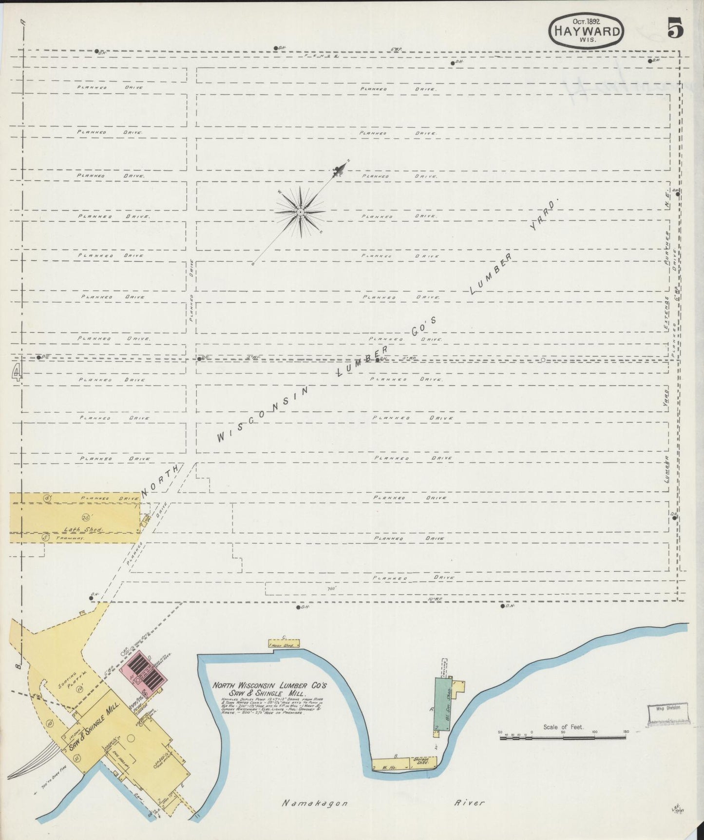Sanborn Fire Insurance Map from Hayward, Sawyer County, Wisconsin (1892), Sheet #0005 - Complete Map Set gallery image, historic Sanborn map, vintage wall art, Wisconsin Wisconsin