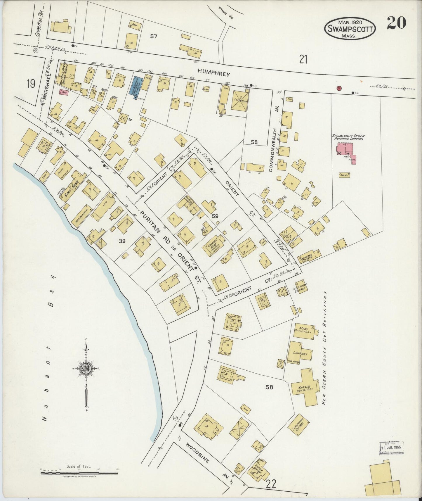 Sanborn Fire Insurance Map from Swampscott, Essex County, Massachusetts (1920), Sheet #0020 - Historic Sanborn Fire Insurance Map Print, vintage old map wall art, antique decor, genealogy gift, Massachusetts Massachusetts map