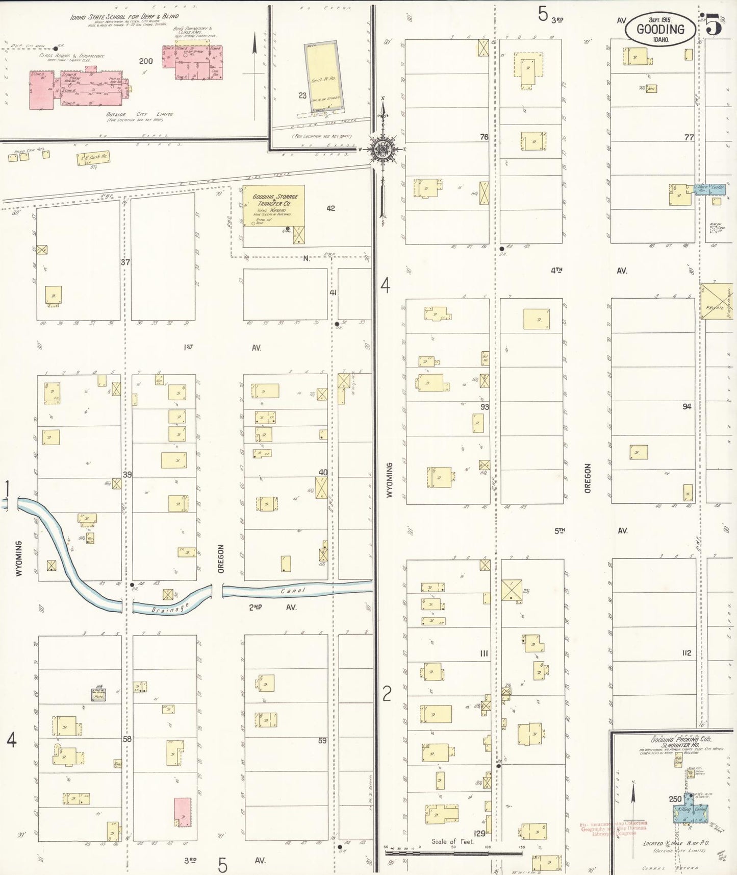 Sanborn Fire Insurance Map from Gooding, Gooding County, Idaho (1915), Sheet #0005 - Historic Sanborn Fire Insurance Map Print, vintage old map wall art, antique decor, genealogy gift, Idaho Idaho map