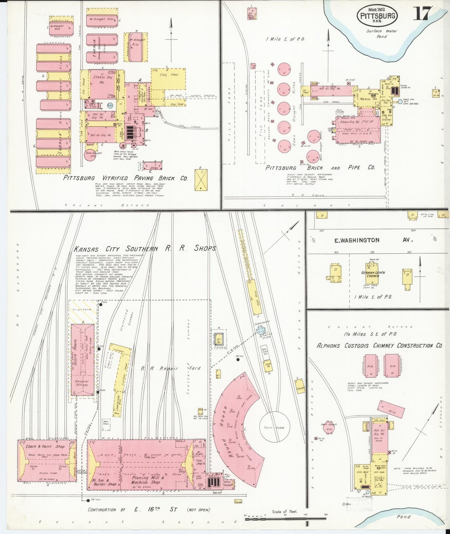 Sanborn Fire Insurance Map from Pittsburg, Crawford County, Kansas (1902), Sheet #0017 - Historic Sanborn Fire Insurance Map Print, vintage old map wall art, antique decor, genealogy gift, Kansas Kansas map