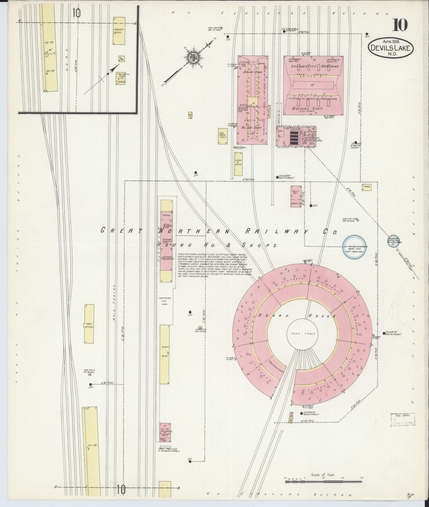 Sanborn Fire Insurance Map from Devils Lake, Ramsey County, North Dakota (1914), Sheet #0010 - Historic Sanborn Fire Insurance Map Print, vintage old map wall art, antique decor, genealogy gift, North Dakota North Dakota map