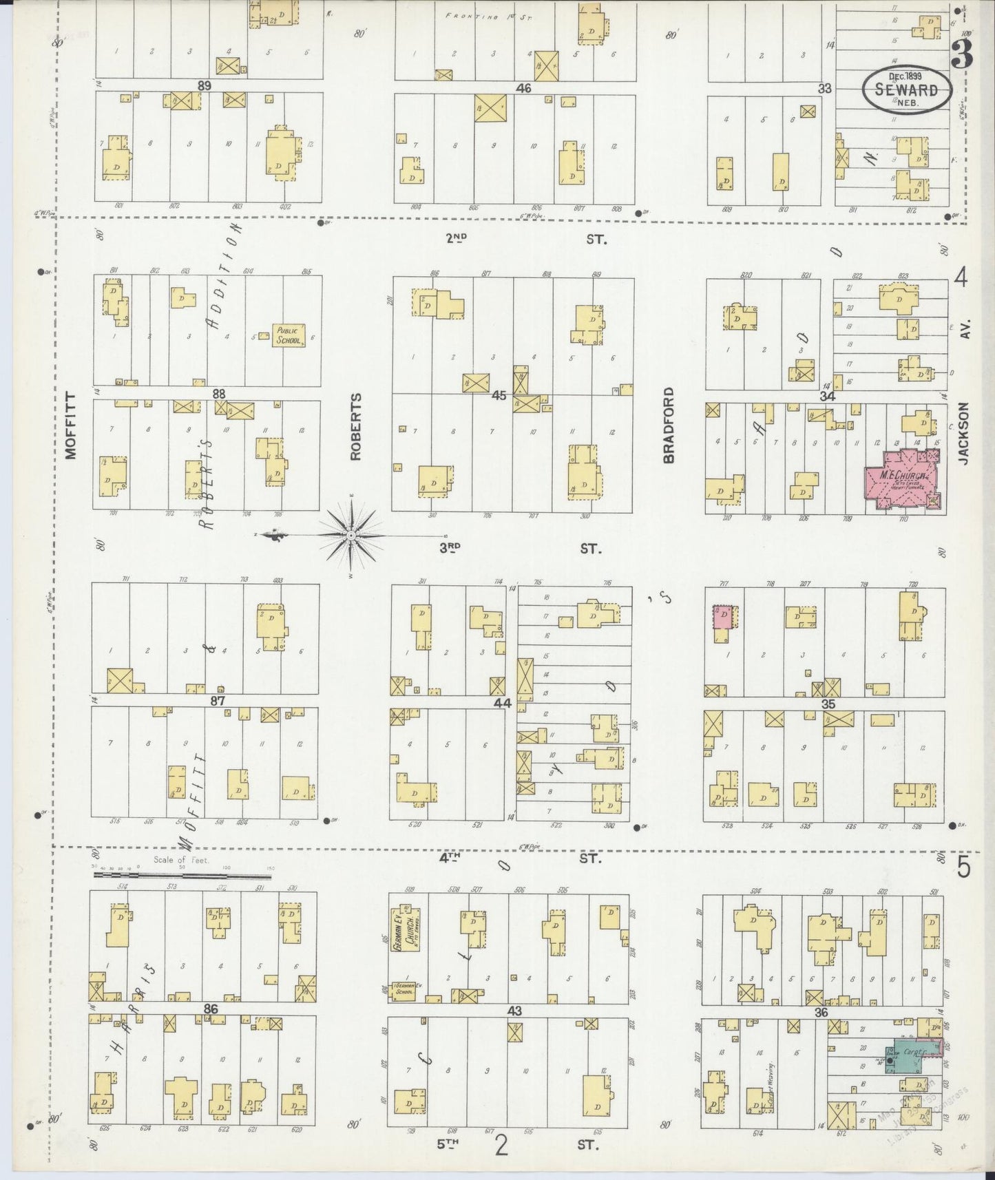 Sanborn Fire Insurance Map from Seward, Seward County, Nebraska (1899), Sheet #0003 - Historic Sanborn Fire Insurance Map Print, vintage old map wall art, antique decor, genealogy gift, Nebraska Nebraska map