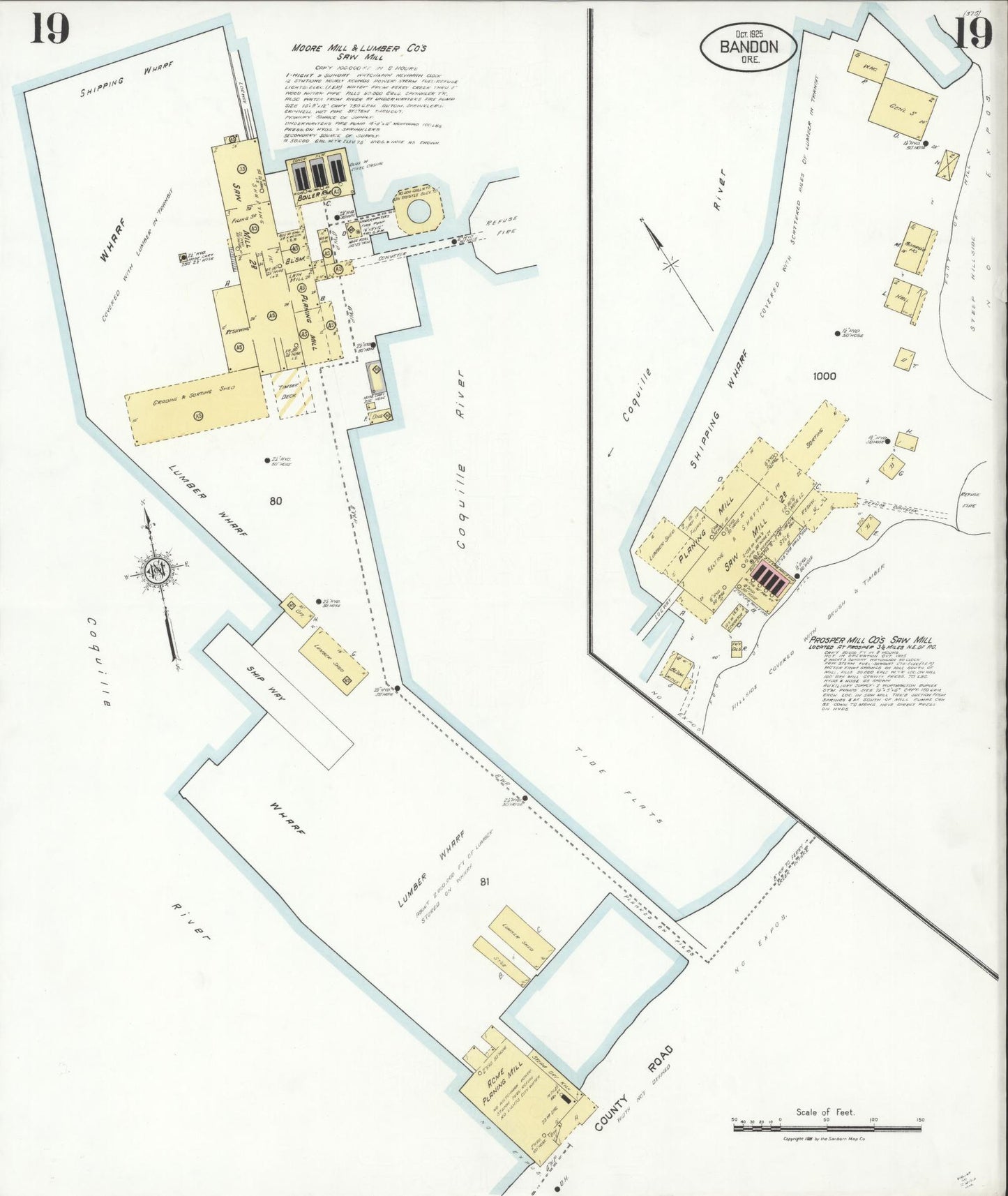 Sanborn Fire Insurance Map from Bandon, Coos County, Oregon (1925), Sheet #0019 - Complete Map Set gallery image, historic Sanborn map, vintage wall art, Oregon Oregon