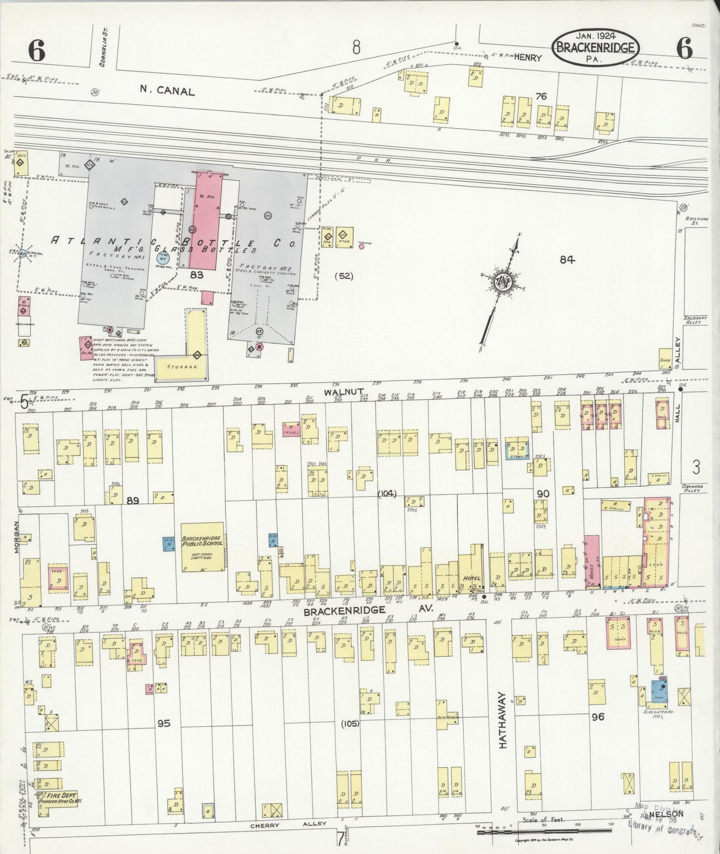 Sanborn Fire Insurance Map from Brackenridge, Allegheny County, Pennsylvania (1924), Sheet #0006 - Historic Sanborn Fire Insurance Map Print, vintage old map wall art, antique decor, genealogy gift, Pennsylvania Pennsylvania map