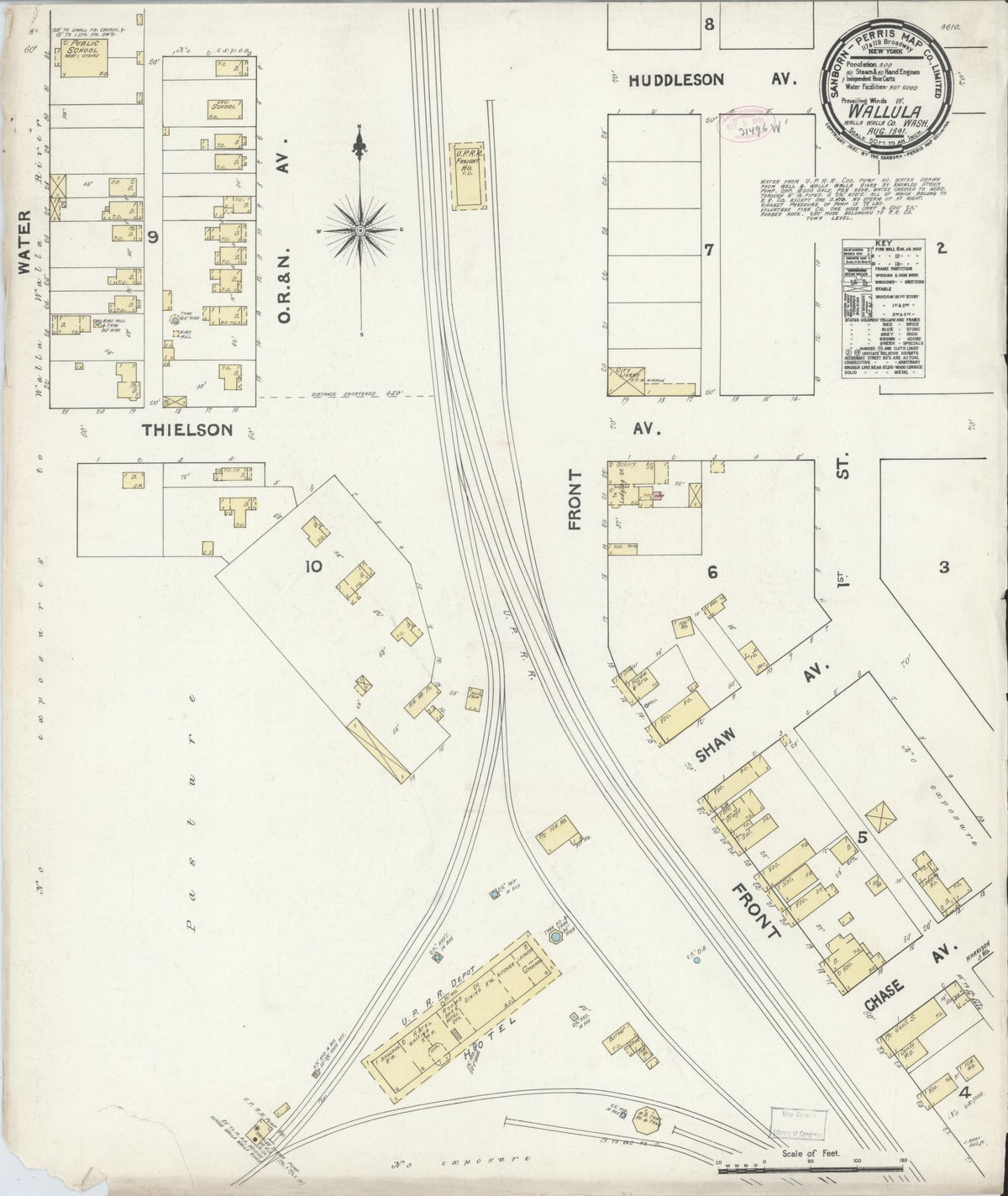 Sanborn Fire Insurance Map from Wallula, Walla Walla County, Washington (1891), Sheet #0001 - Historic Sanborn Fire Insurance Map Print, vintage old map wall art, antique decor, genealogy gift, Washington Washington map