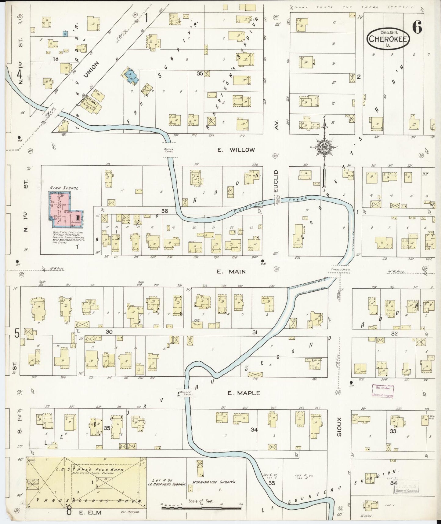 Sanborn Fire Insurance Map from Cherokee, Cherokee County, Iowa (1914), Sheet #0006 - Historic Sanborn Fire Insurance Map Print, vintage old map wall art