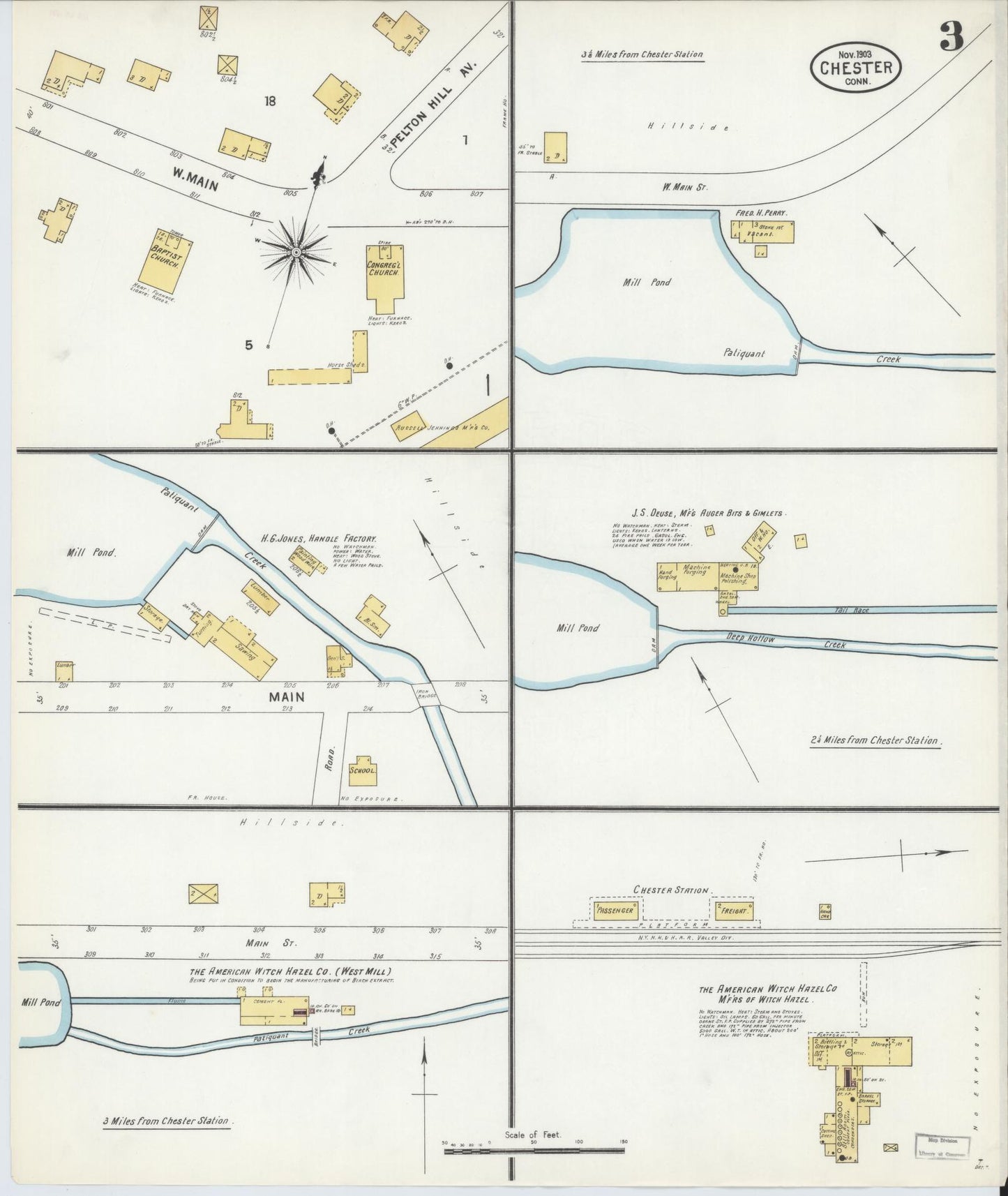 Sanborn Fire Insurance Map from Chester, Middlesex County, Connecticut (1903), Sheet #0003 - Complete Map Set gallery image, historic Sanborn map, vintage wall art, Connecticut Connecticut