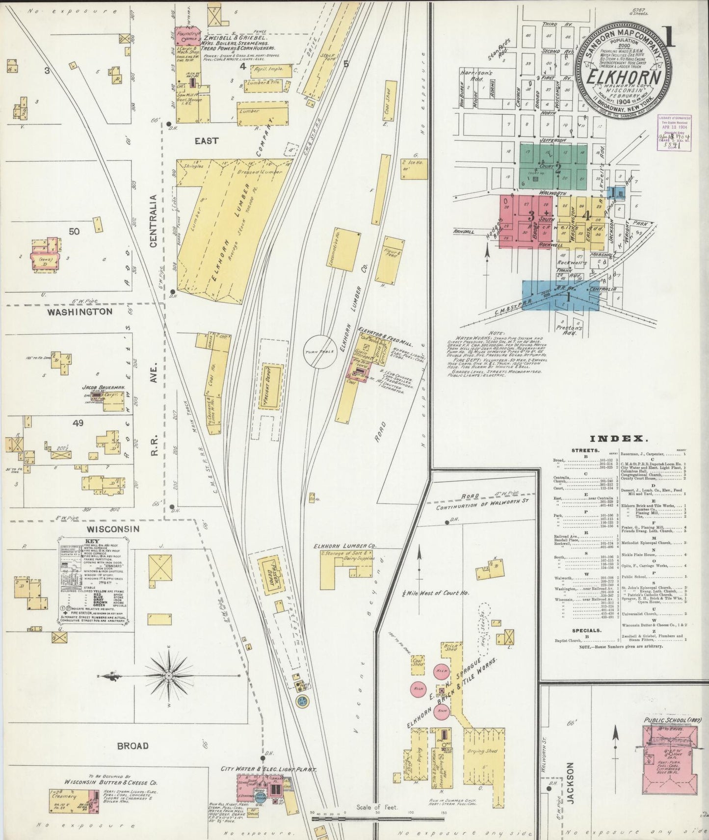 Elkhorn, Walworth County, Wisconsin (1904) – Sanborn Fire Insurance Map – Map View