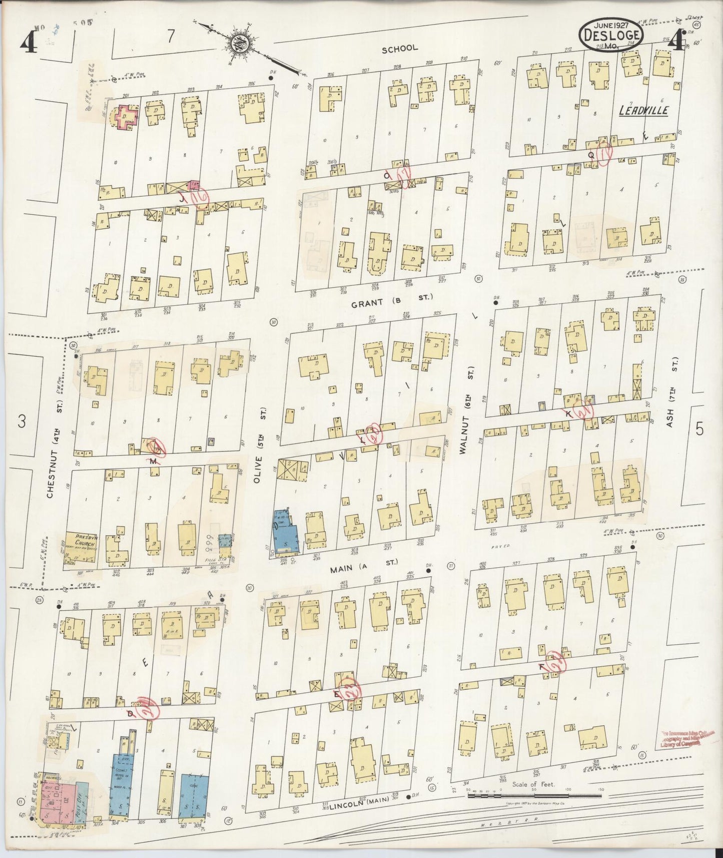 Sanborn Fire Insurance Map from Desloge, Saint Francois County, Missouri (1938), Sheet #0004 - Historic Sanborn Fire Insurance Map Print, vintage old map wall art, antique decor, genealogy gift, Missouri Missouri map