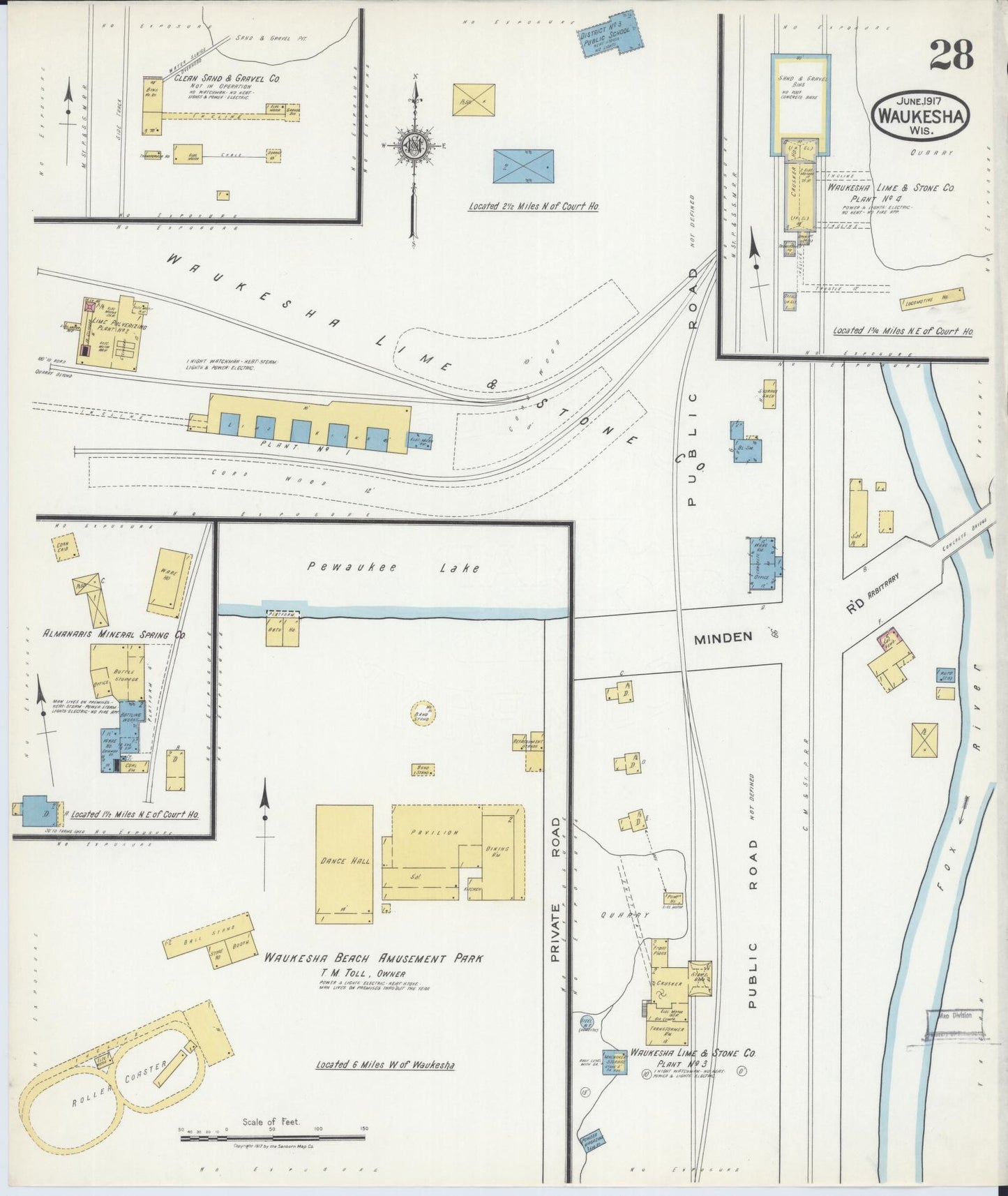 Sanborn Fire Insurance Map from Waukesha, Waukesha County, Wisconsin (1917), Sheet #0028 - Historic Sanborn Fire Insurance Map Print, vintage old map wall art, antique decor, genealogy gift, Wisconsin Wisconsin map