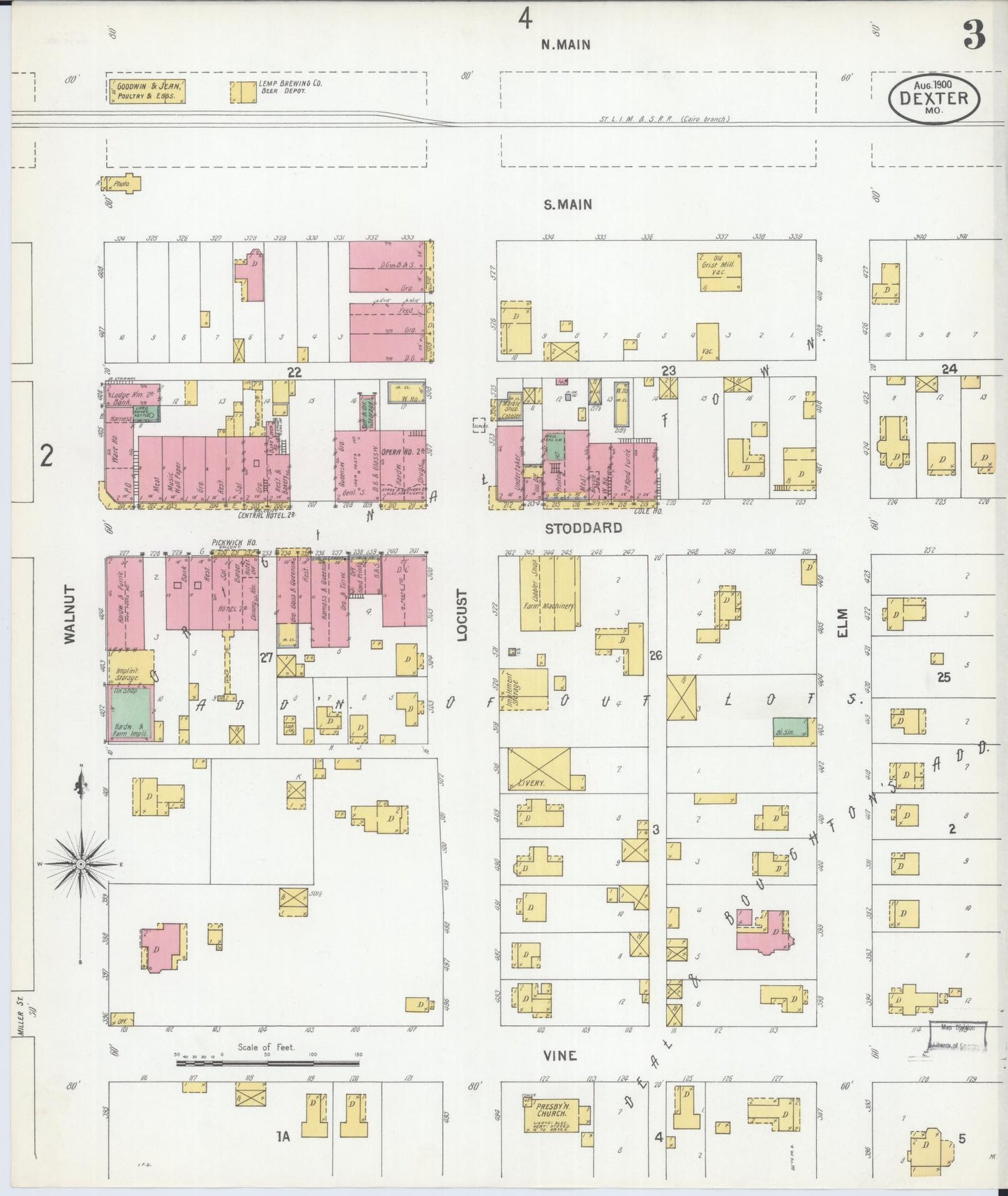 Sanborn Fire Insurance Map from Dexter, Stoddard County, Missouri (1900), Sheet #0003 - Historic Sanborn Fire Insurance Map Print, vintage old map wall art, antique decor, genealogy gift, Missouri Missouri map