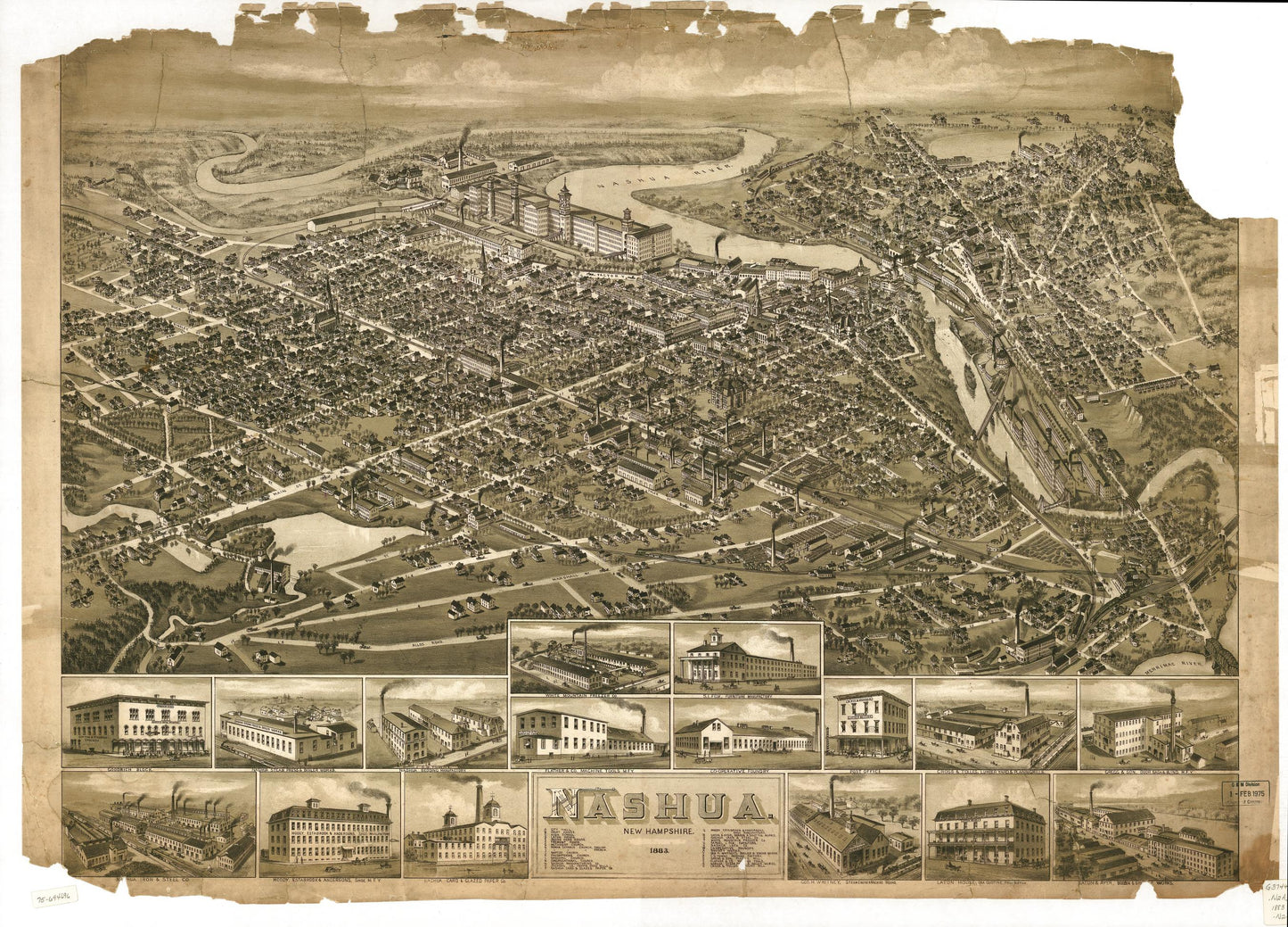 Nashua, New Hampshire 1883. (1883) – Historic Bird’s-Eye View Panorama Print