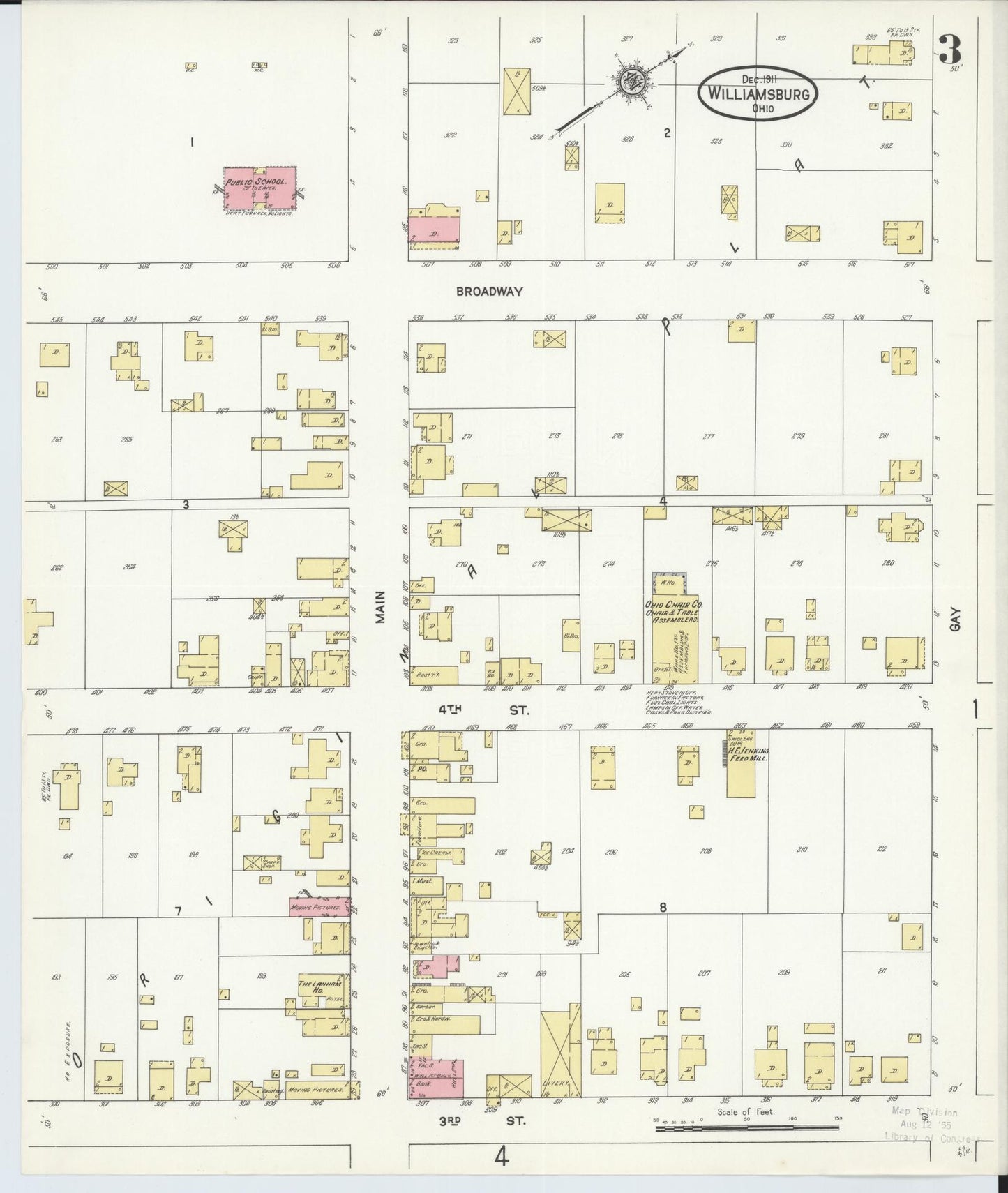 Sanborn Fire Insurance Map from Williamsburg, Clermont County, Ohio (1911), Sheet #0003 - Historic Sanborn Fire Insurance Map Print, vintage old map wall art, antique decor, genealogy gift, Ohio Ohio map