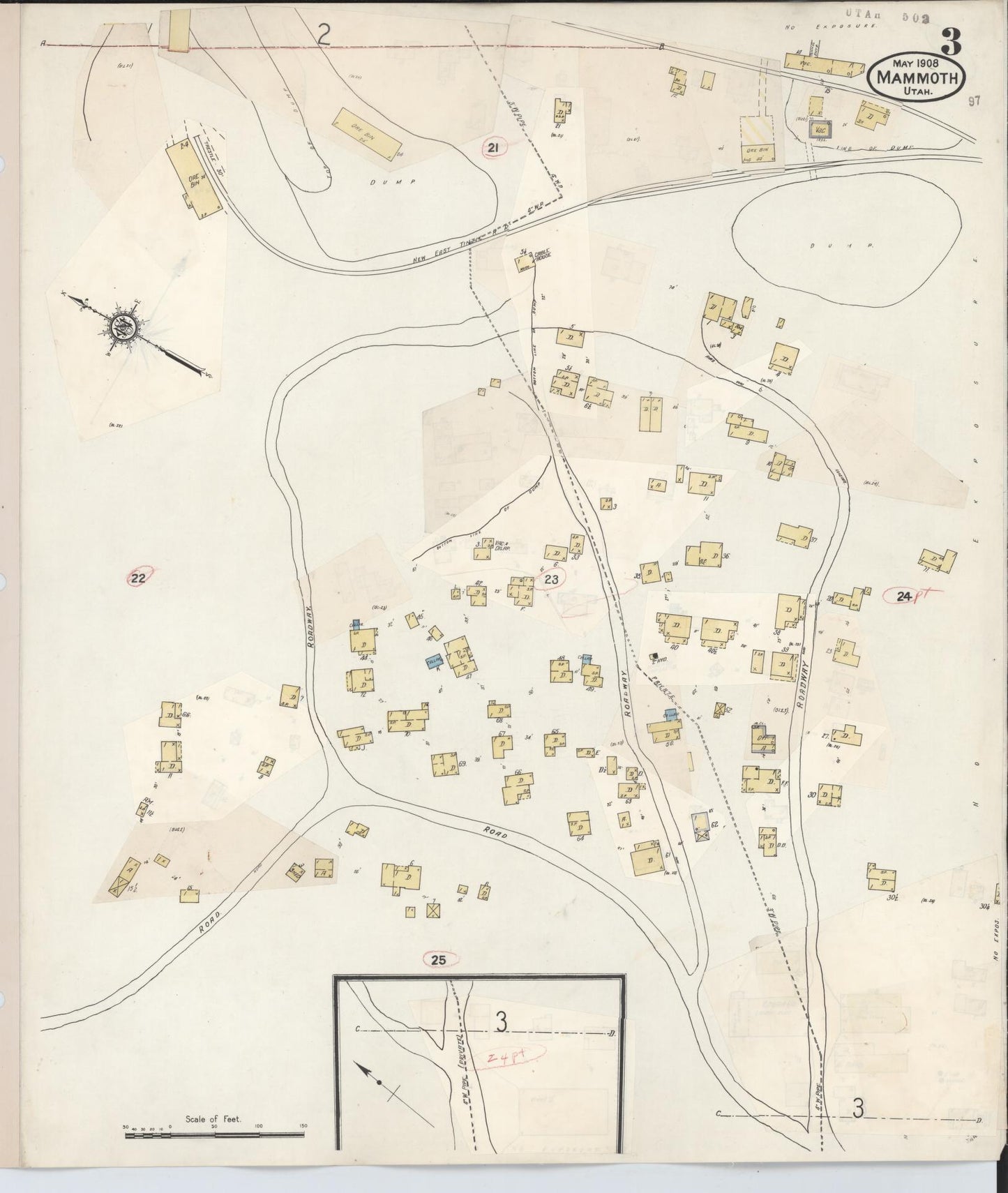 Sanborn Fire Insurance Map from Mammoth, Juab County, Utah (1931), Sheet #0003 - Complete Map Set gallery image, historic Sanborn map, vintage wall art, Utah Utah
