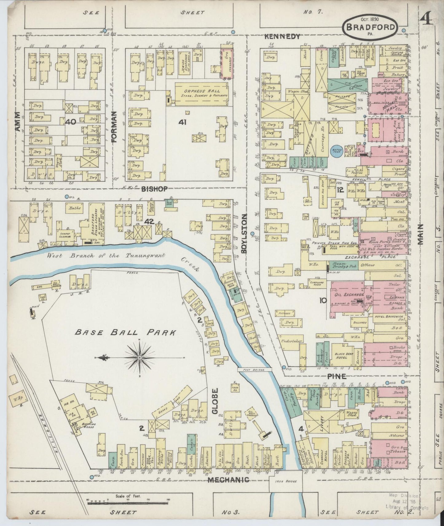 Sanborn Fire Insurance Map from Bradford, McKean County, Pennsylvania (1890), Sheet #0004 - Historic Sanborn Fire Insurance Map Print, vintage old map wall art, antique decor, genealogy gift, Pennsylvania Pennsylvania map