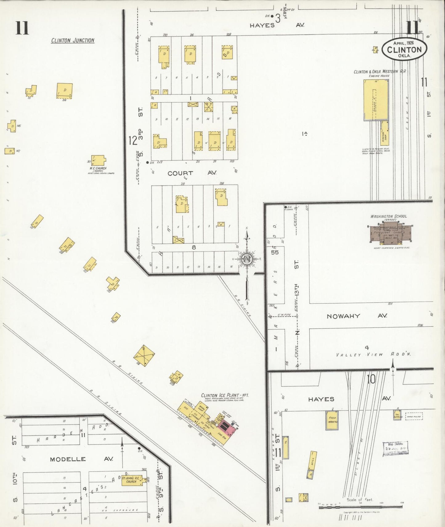 Sanborn Fire Insurance Map from Clinton, Custer County, Oklahoma (1926), Sheet #0011 - Historic Sanborn Fire Insurance Map Print, vintage old map wall art, antique decor, genealogy gift, Oklahoma Oklahoma map