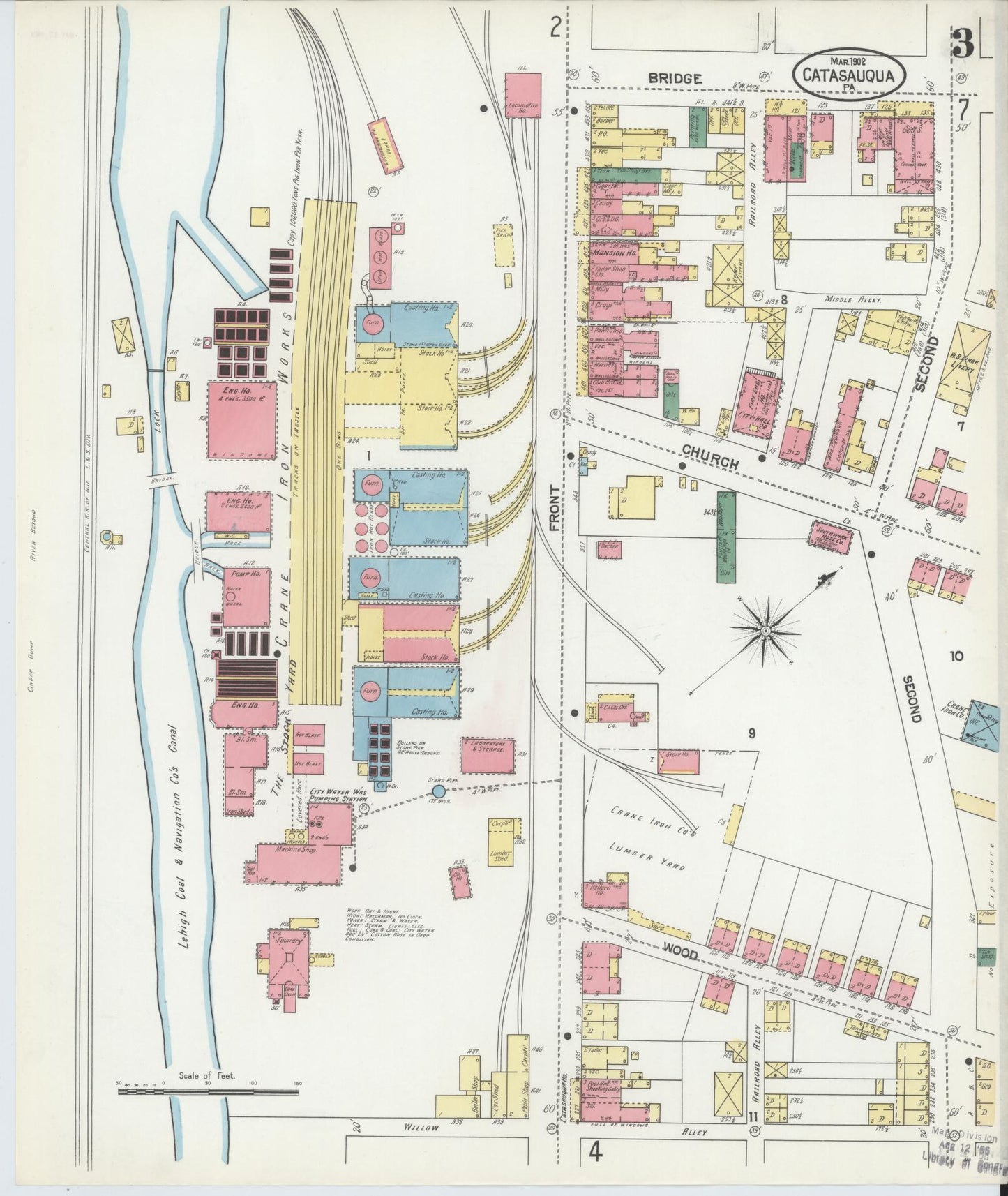 Sanborn Fire Insurance Map from Catasauqua, Lehigh County, Pennsylvania (1902), Sheet #0003 - Historic Sanborn Fire Insurance Map Print, vintage old map wall art, antique decor, genealogy gift, Pennsylvania Pennsylvania map