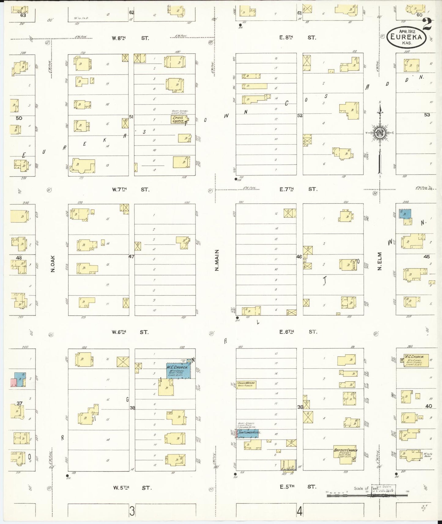Sanborn Fire Insurance Map from Eureka, Greenwood County, Kansas (1912), Sheet #0002 - Historic Sanborn Fire Insurance Map Print, vintage old map wall art, antique decor, genealogy gift, Kansas Kansas map