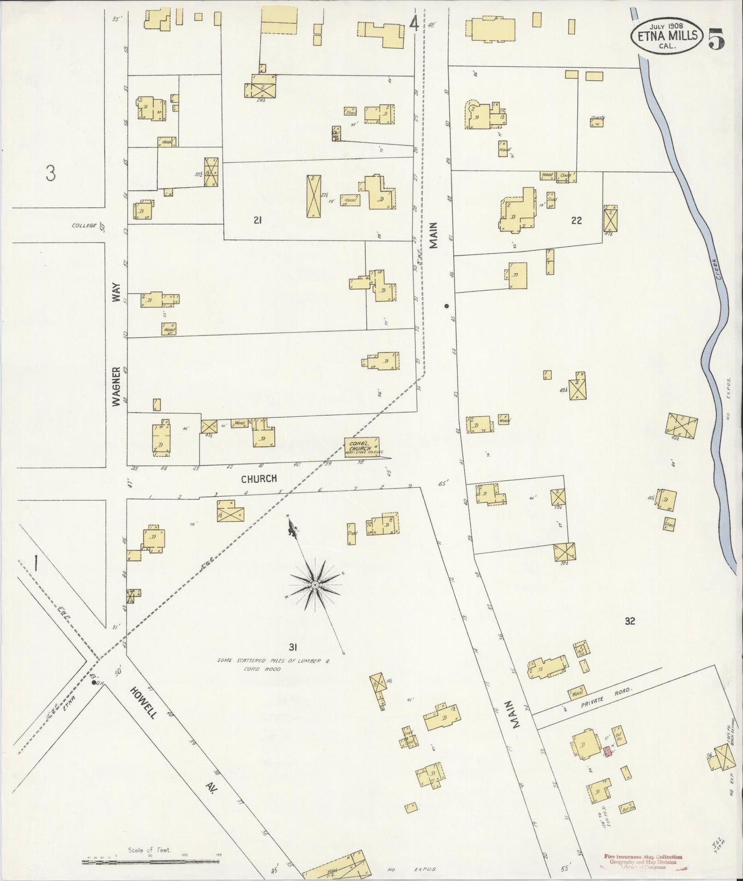 Sanborn Fire Insurance Map from Etna, Siskiyou County, California (1908), Sheet #0005 - Historic Sanborn Fire Insurance Map Print, vintage old map wall art, antique decor, genealogy gift, California California map