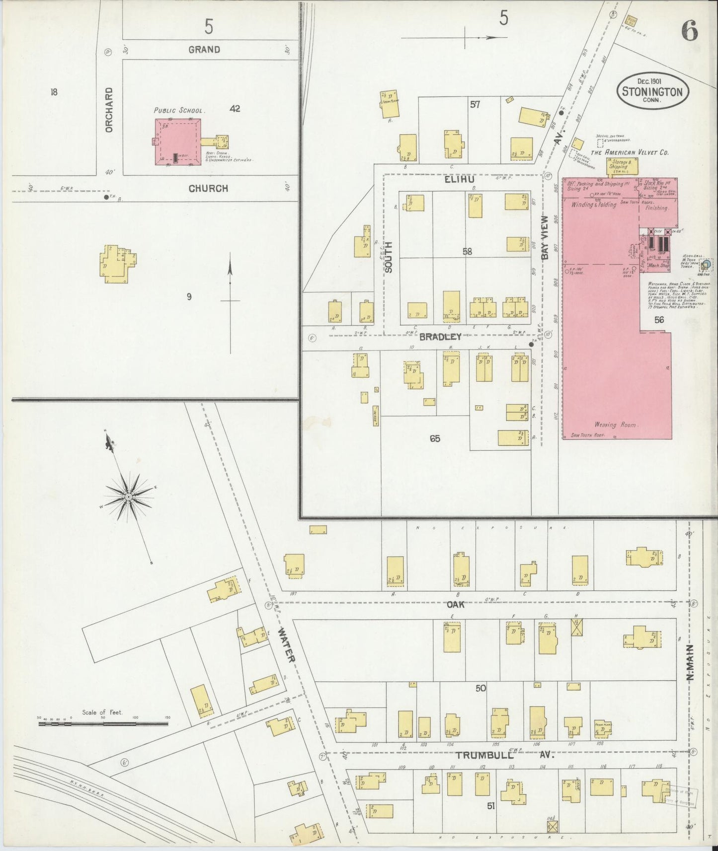 Sanborn Fire Insurance Map from Stonington, New London County, Connecticut (1901), Sheet #0006 - Complete Map Set gallery image, historic Sanborn map, vintage wall art, Connecticut Connecticut