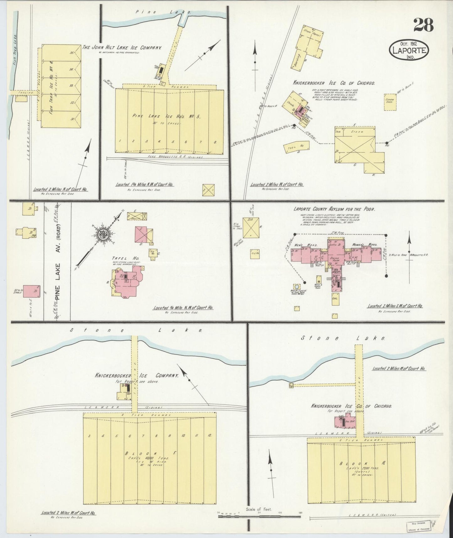 Sanborn Fire Insurance Map from La Porte, La Porte County, Indiana (1912), Sheet #0028 - Complete Map Set gallery image, historic Sanborn map, vintage wall art, Indiana Indiana