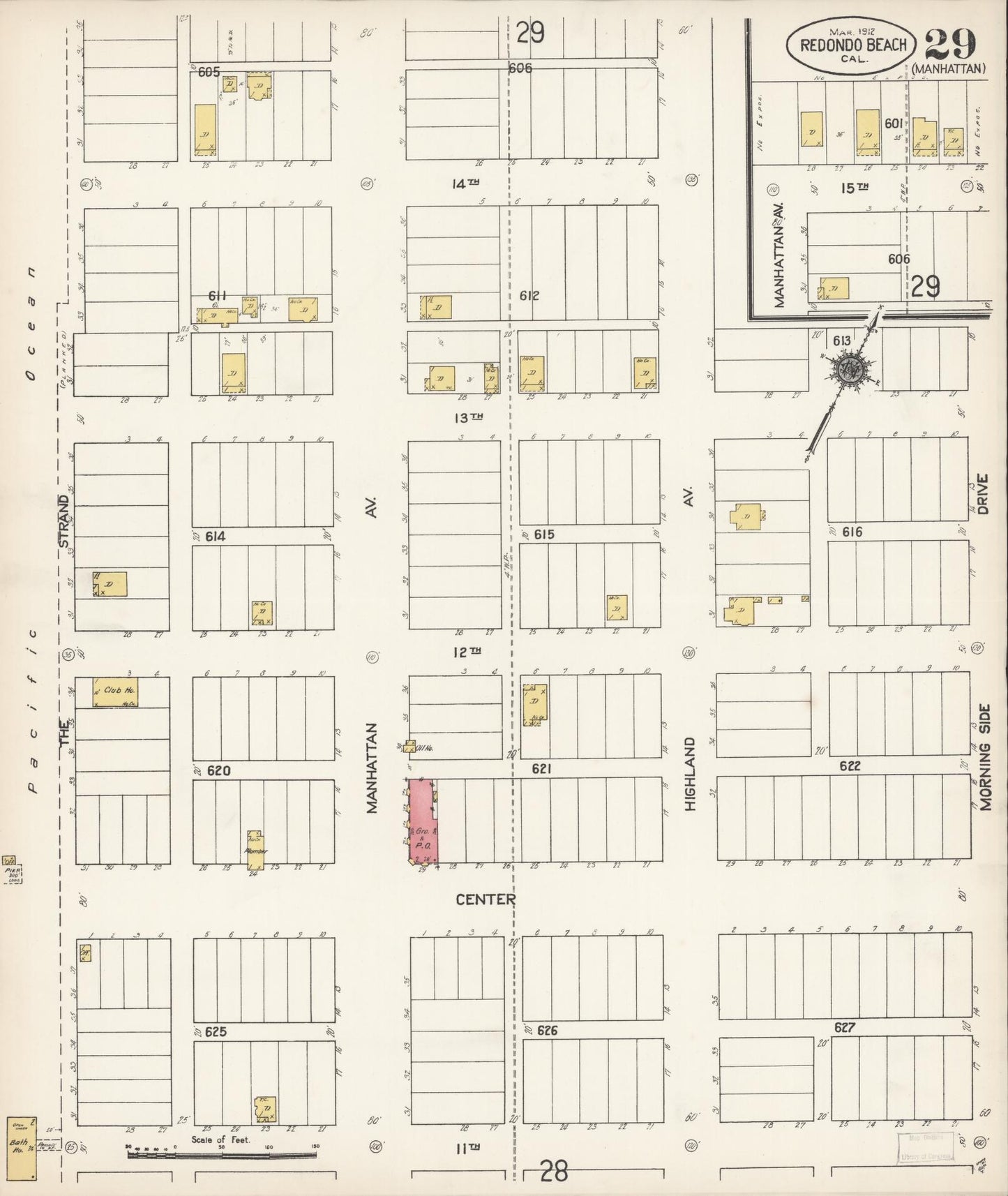 Sanborn Fire Insurance Map from Redondo Beach, Los Angeles County, California (1912), Sheet #0029 - Complete Map Set gallery image, historic Sanborn map, vintage wall art, California California