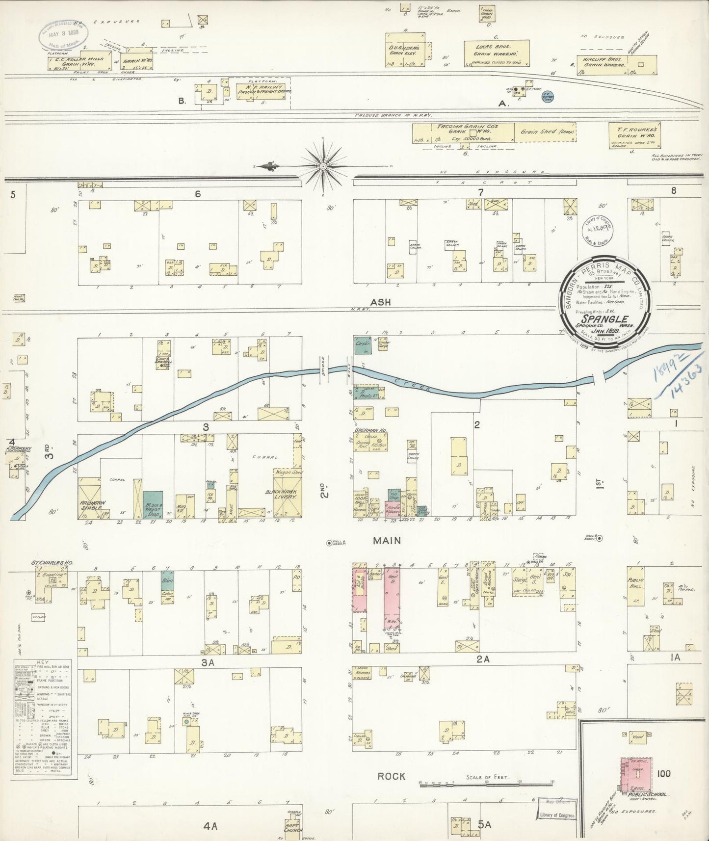 Sanborn Fire Insurance Map from Spangler, Spokane County, Washington (1899), Sheet #0001 - Historic Sanborn Fire Insurance Map Print, vintage old map wall art, antique decor, genealogy gift, Washington Washington map