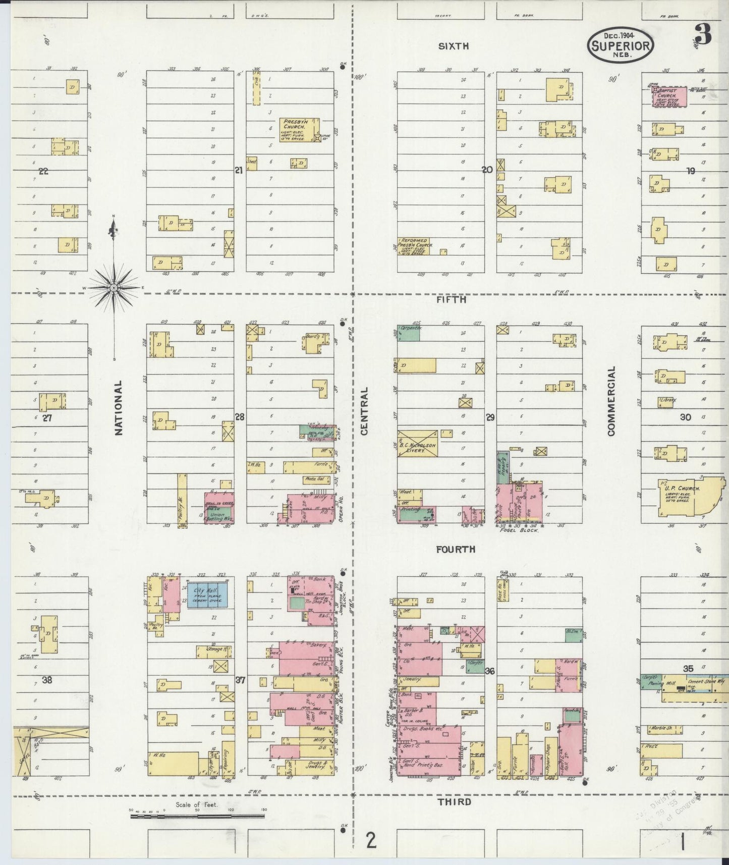 Sanborn Fire Insurance Map from Superior, Nuckolls County, Nebraska (1904), Sheet #0003 - Complete Map Set gallery image, historic Sanborn map, vintage wall art, Nebraska Nebraska