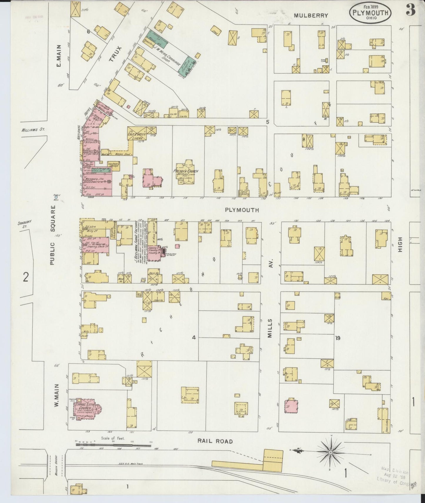 Sanborn Fire Insurance Map from Plymouth, Huron And Richland Counties, Ohio (1899), Sheet #0003 - Complete Map Set gallery image, historic Sanborn map, vintage wall art, Ohio Ohio