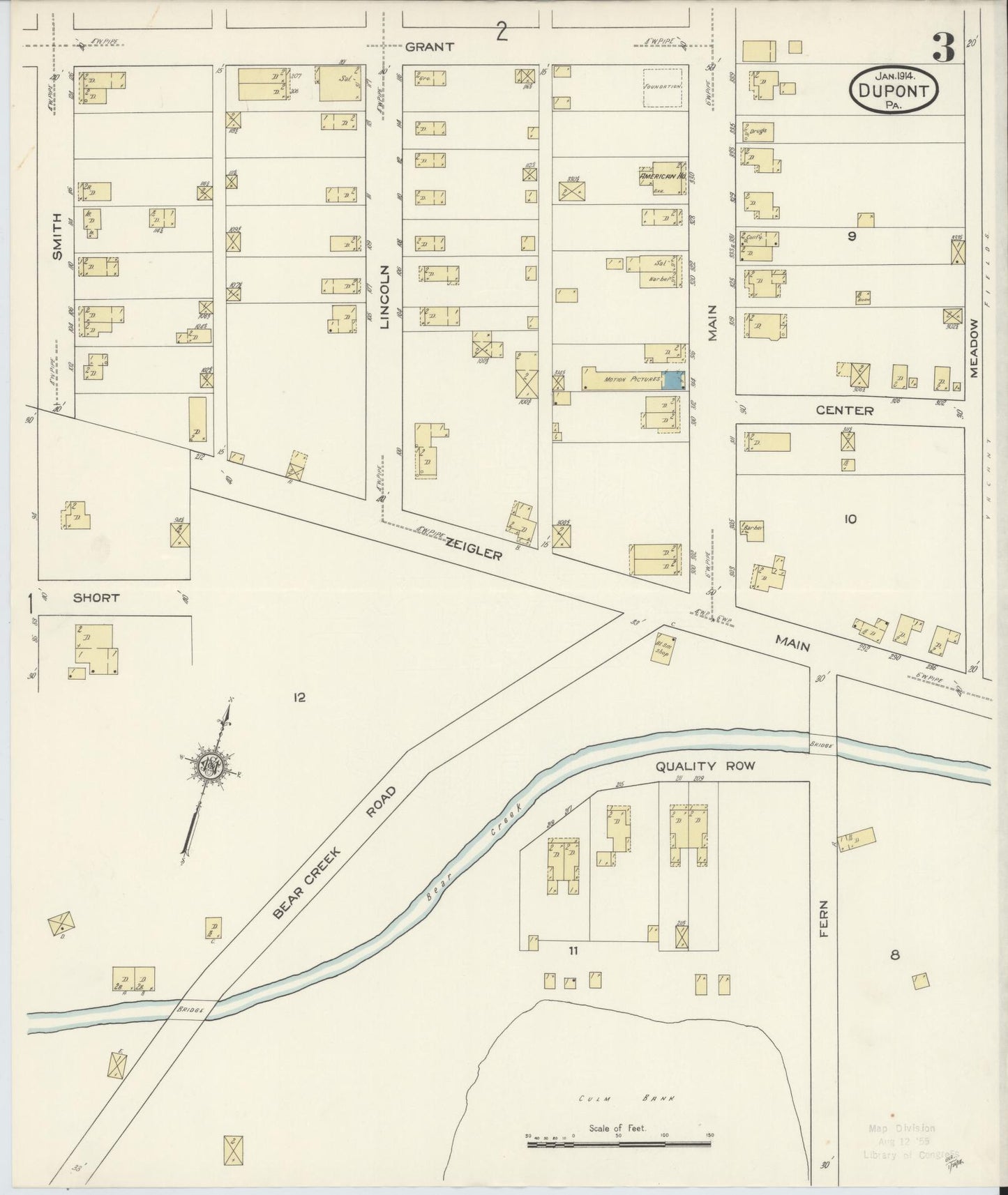 Sanborn Fire Insurance Map from Dupont, Luzerne County, Pennsylvania (1914), Sheet #0003 - Historic Sanborn Fire Insurance Map Print, vintage old map wall art, antique decor, genealogy gift, Pennsylvania Pennsylvania map