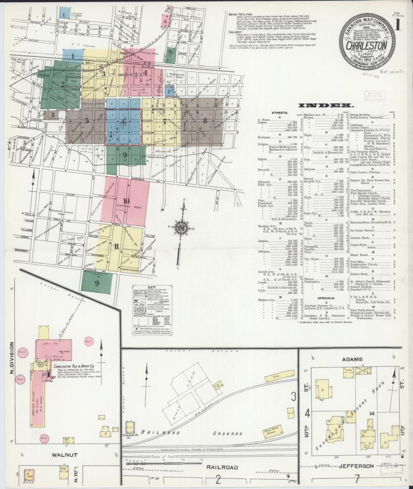 Sanborn Fire Insurance Map from Charleston, Coles County, Illinois. (1910) – Map View