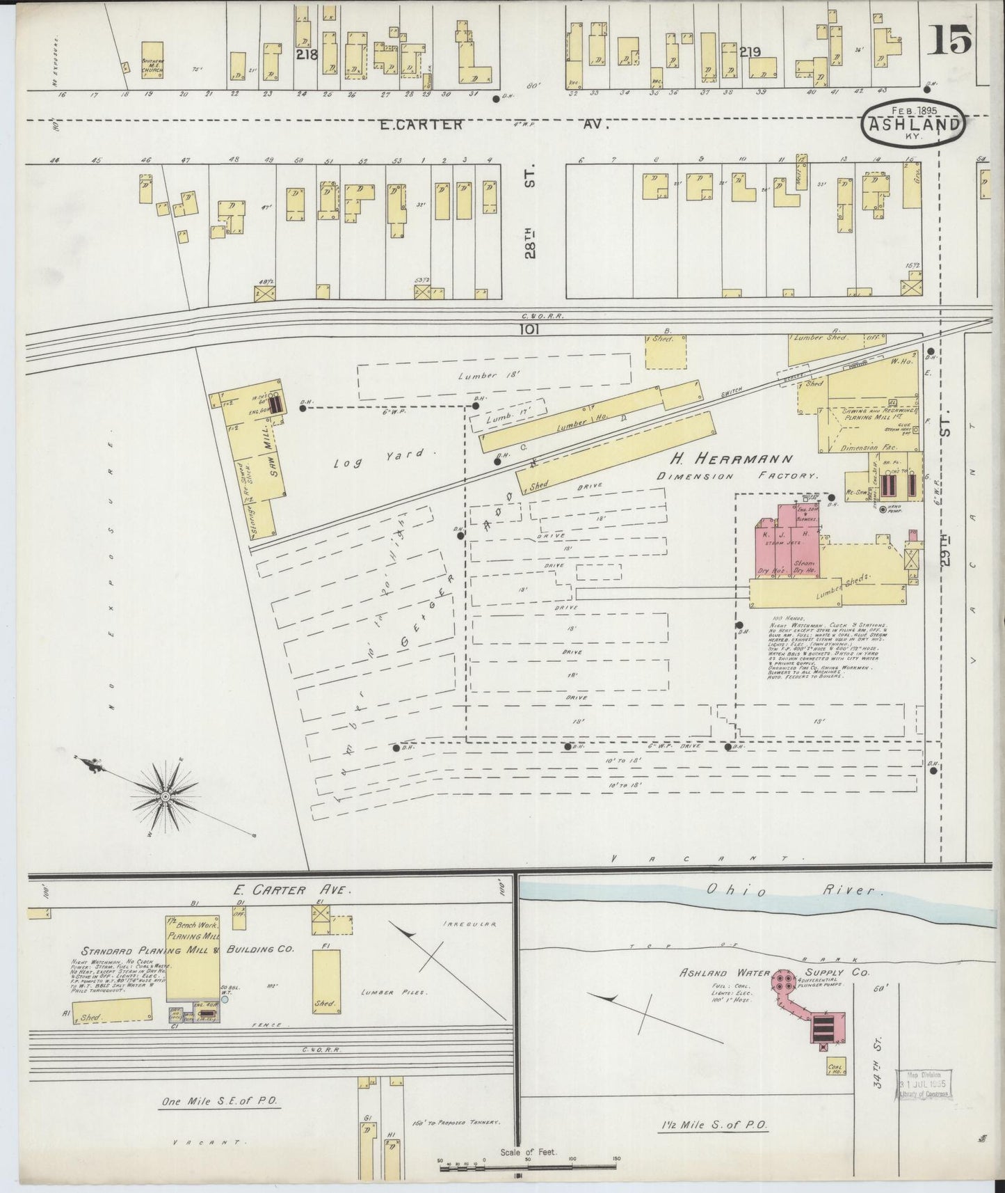Sanborn Fire Insurance Map from Ashland, Boyd County, Kentucky (1895), Sheet #0015 - Complete Map Set gallery image, historic Sanborn map, vintage wall art, Kentucky Kentucky